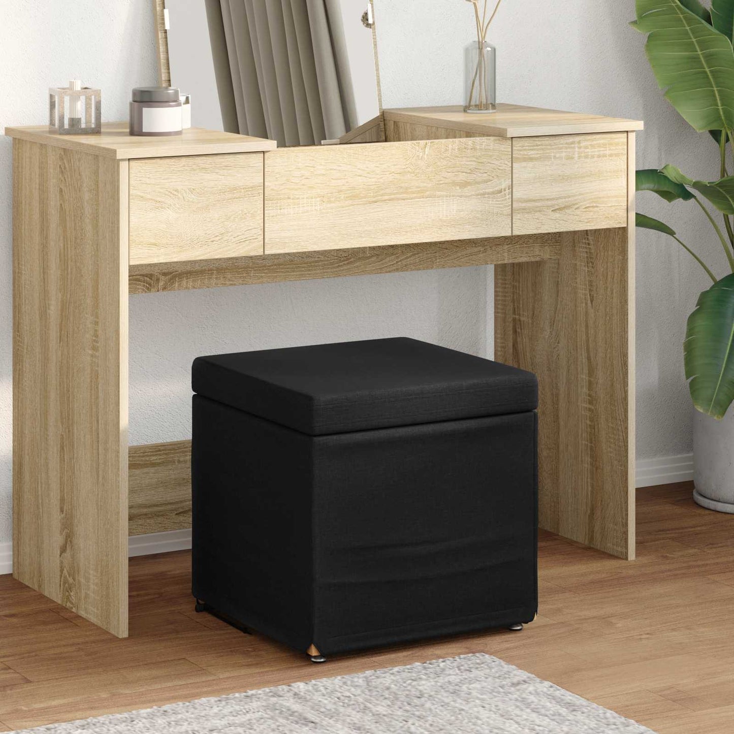 vidaXL Σκαμνί Μαύρο 41 x 41 x 40 εκ Ύφασμα και Επεξεργασμένο Ξύλο