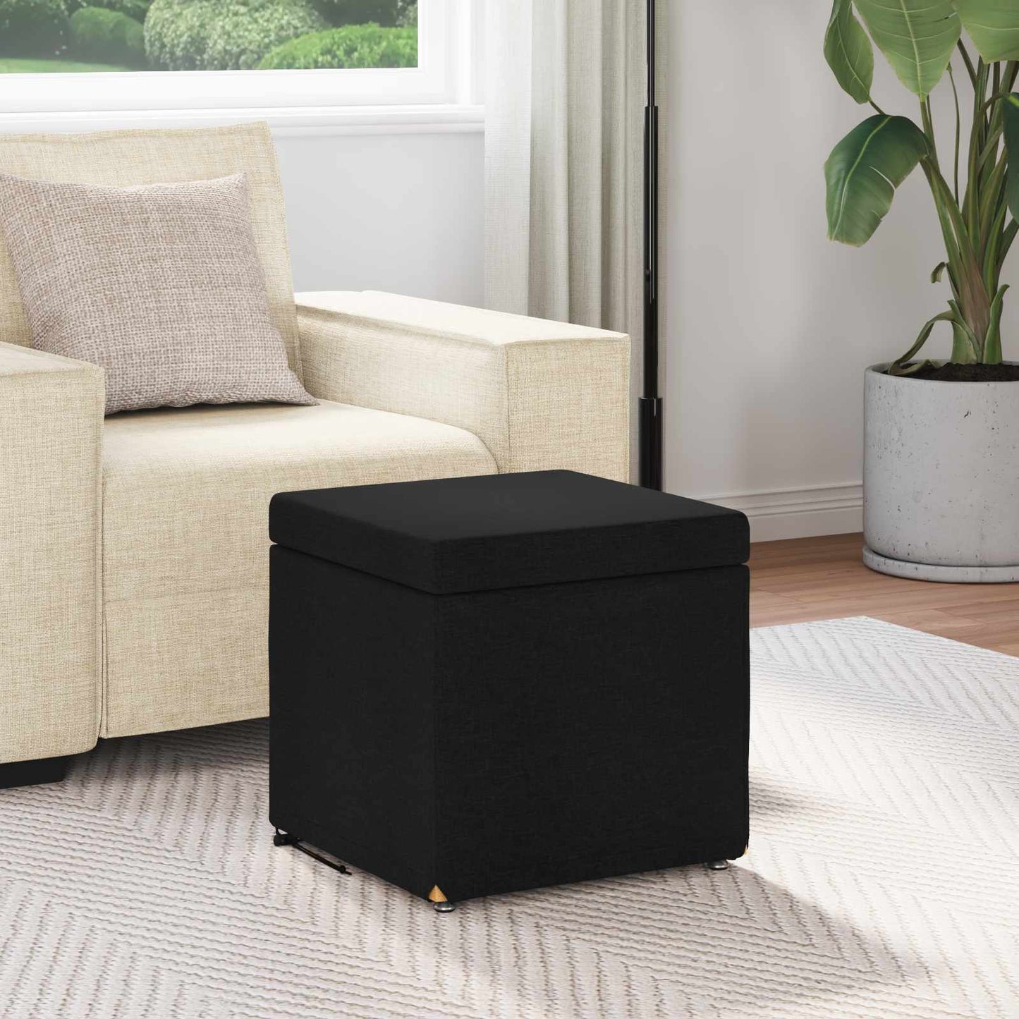 vidaXL Σκαμνί Μαύρο 41 x 41 x 40 εκ Ύφασμα και Επεξεργασμένο Ξύλο