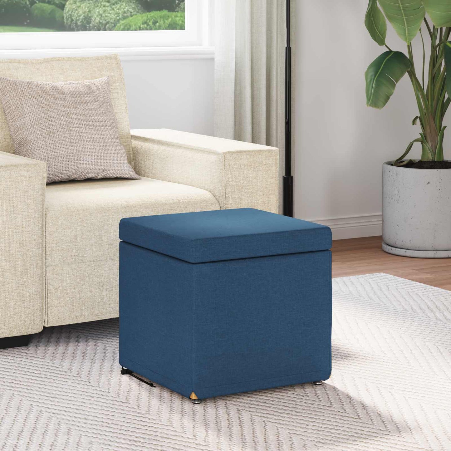 vidaXL Σκαμνί Μπλε 41 x 41 x 40 εκ Ύφασμα και Επεξεργασμένο Ξύλο