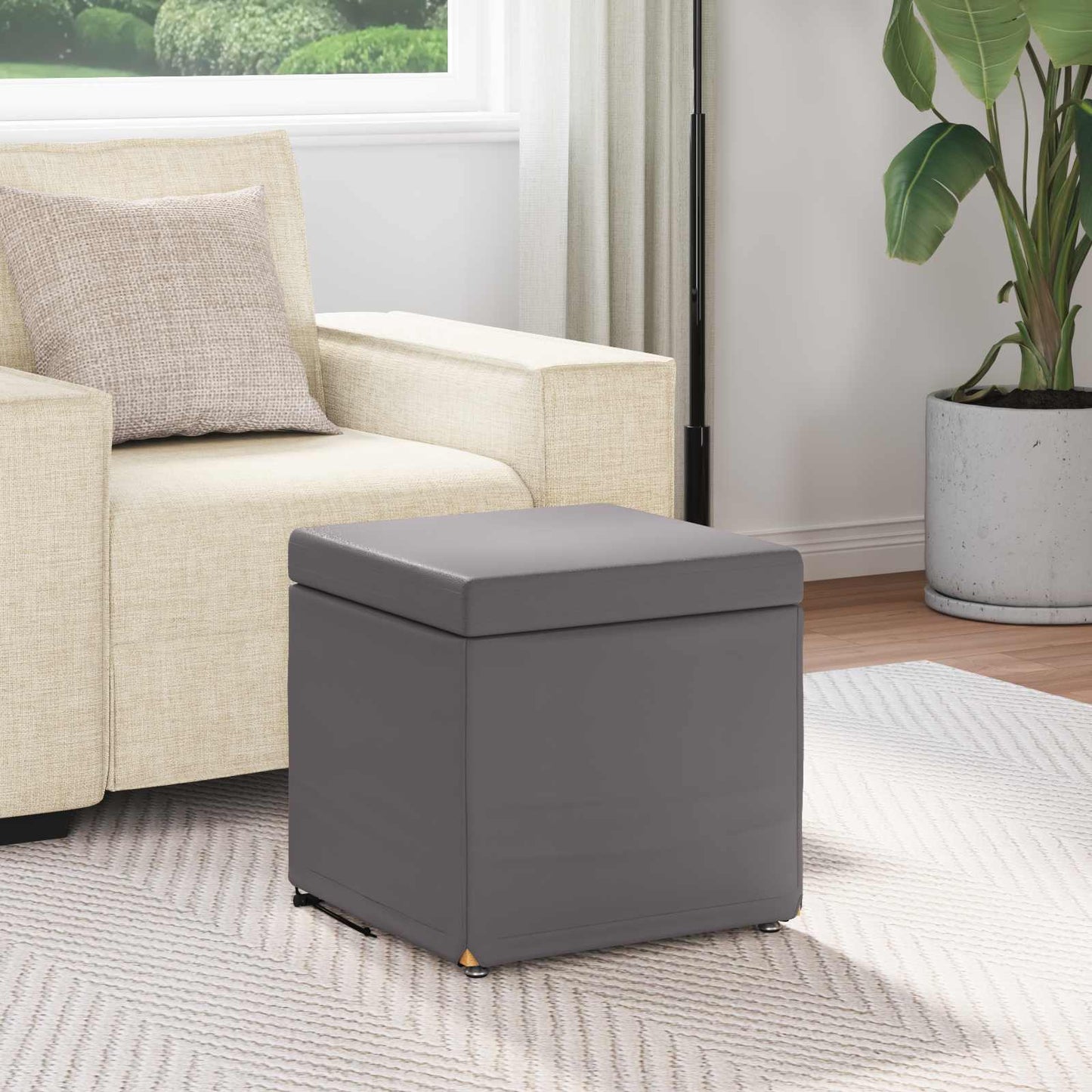 vidaXL Σκαμνί Γκρι 41 x 41 x 40 εκ Ψεύτικο Δέρμα και Μηχανικά Ξύλα