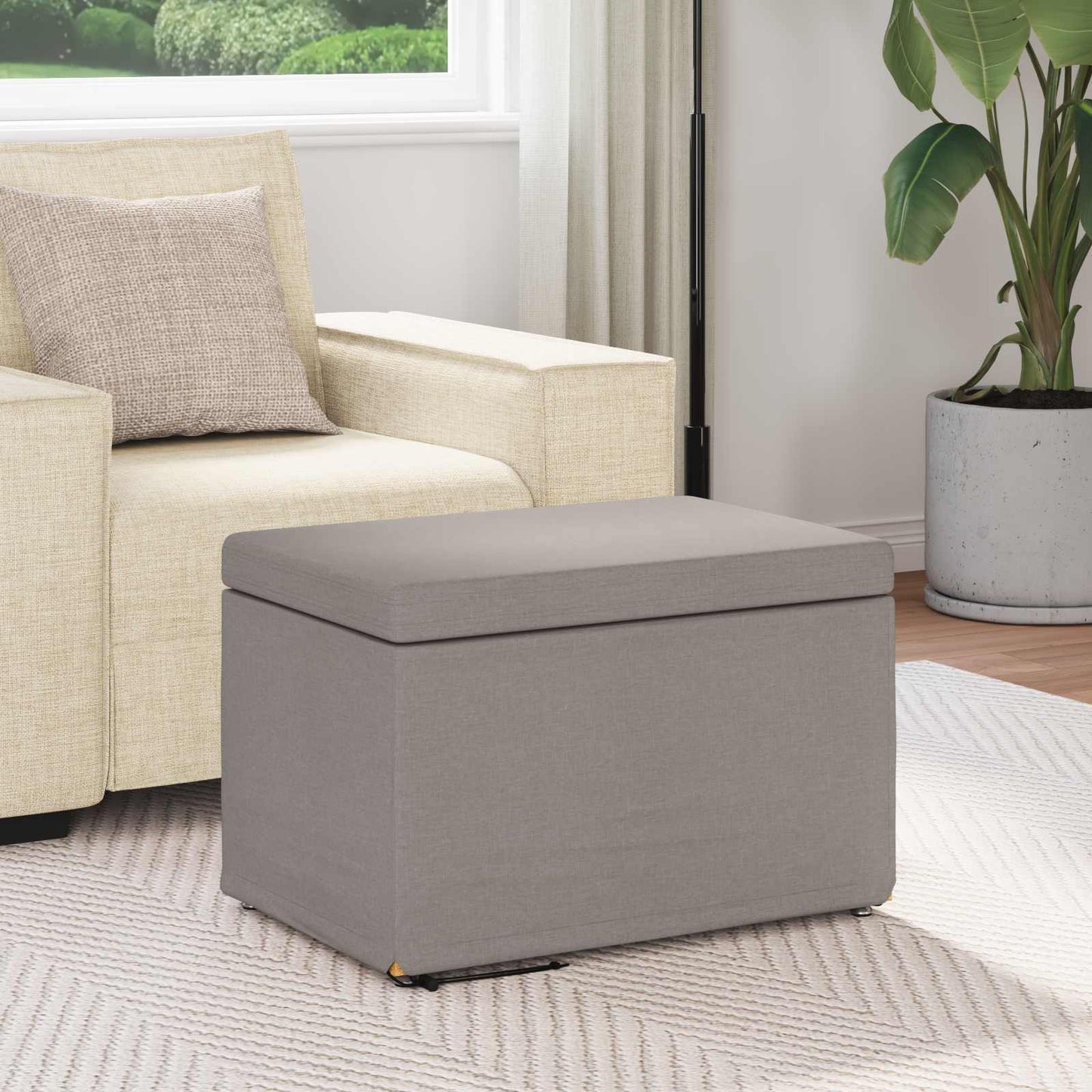 vidaXL Σκαμνί Taupe 61 x 41 x 40 εκ Ύφασμα και Επεξεργασμένο Ξύλο