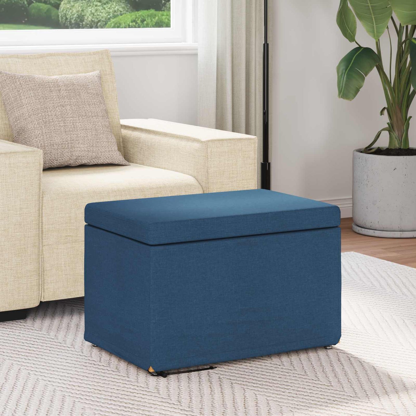 vidaXL Σκαμνί Μπλε 61 x 41 x 40 εκ Ύφασμα και Επεξεργασμένο Ξύλο