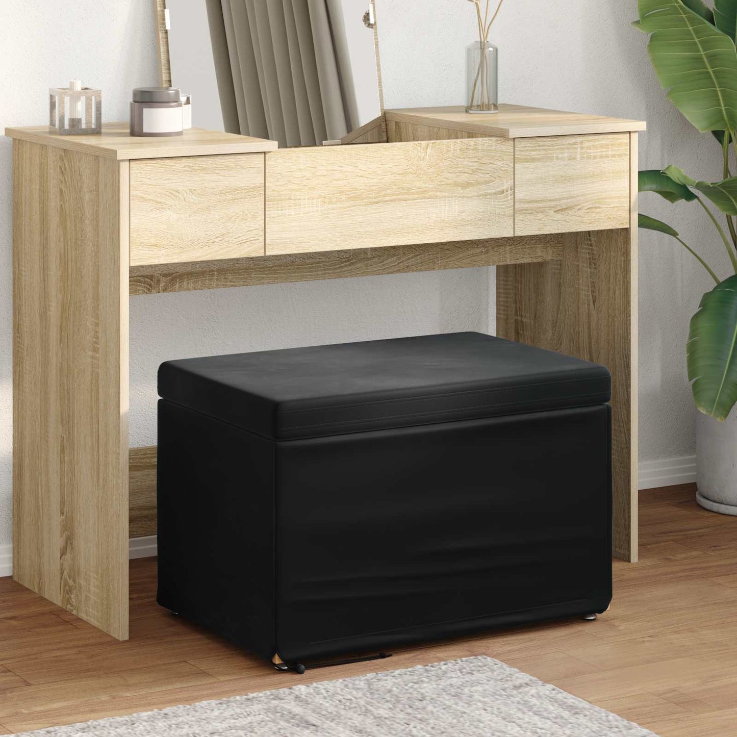 vidaXL Σκαμνί Μαύρο 61 x 41 x 40 εκ Βελούδο και Μηχανικά Ξύλα