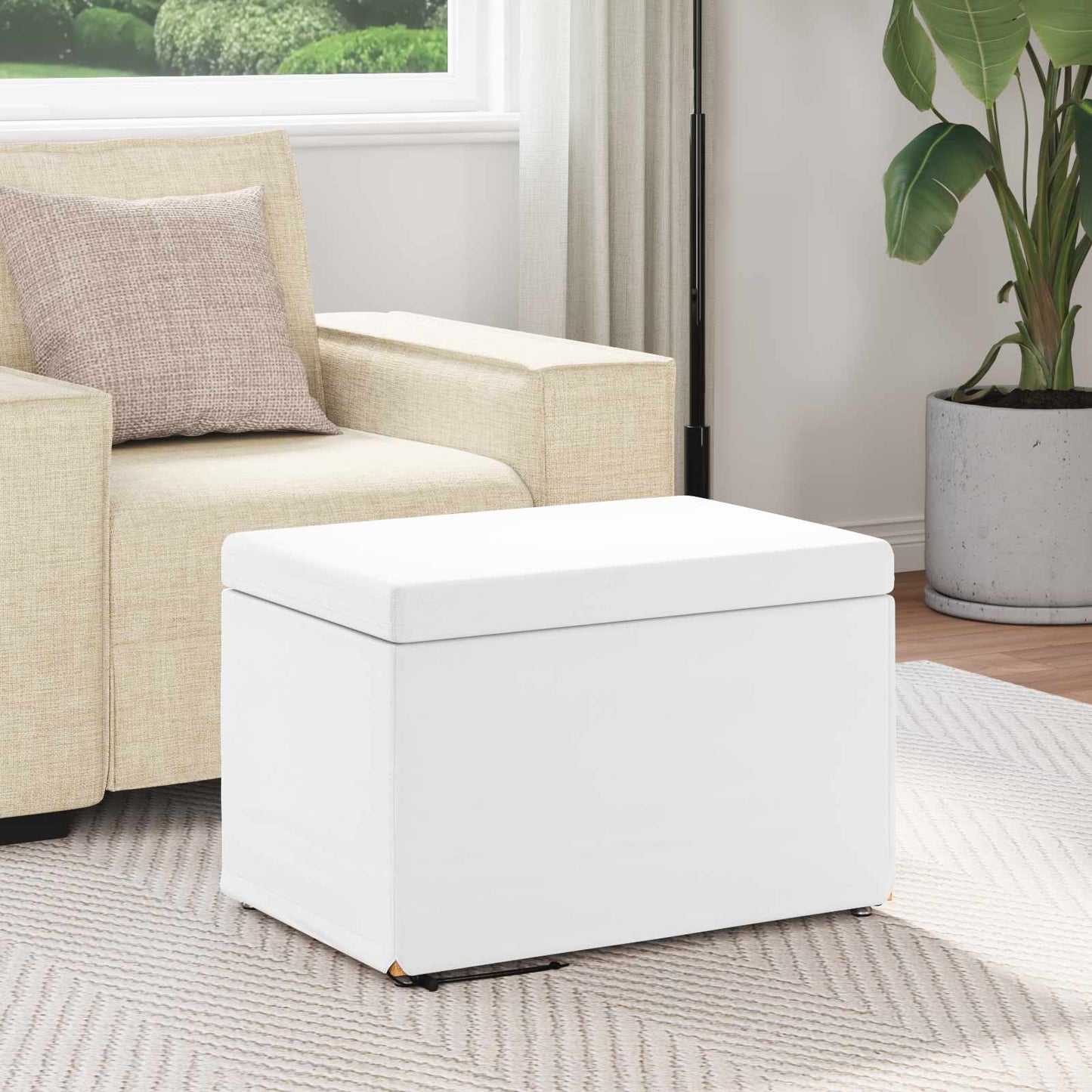 vidaXL Σκαμνί Λευκό 61 x 41 x 40 εκ Ψεύτικο Δέρμα και Μηχανικά Ξύλα
