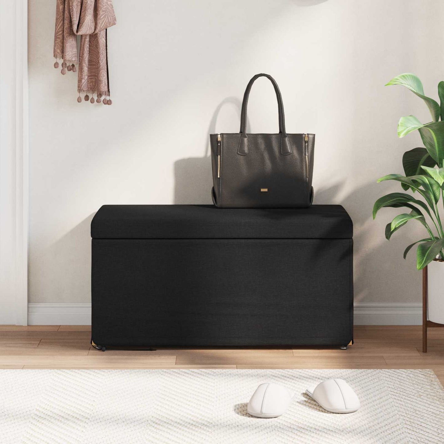 vidaXL Σκαμνί Μαύρο 81 x 41 x 40 cm Ύφασμα και Επεξεργασμένο Ξύλο
