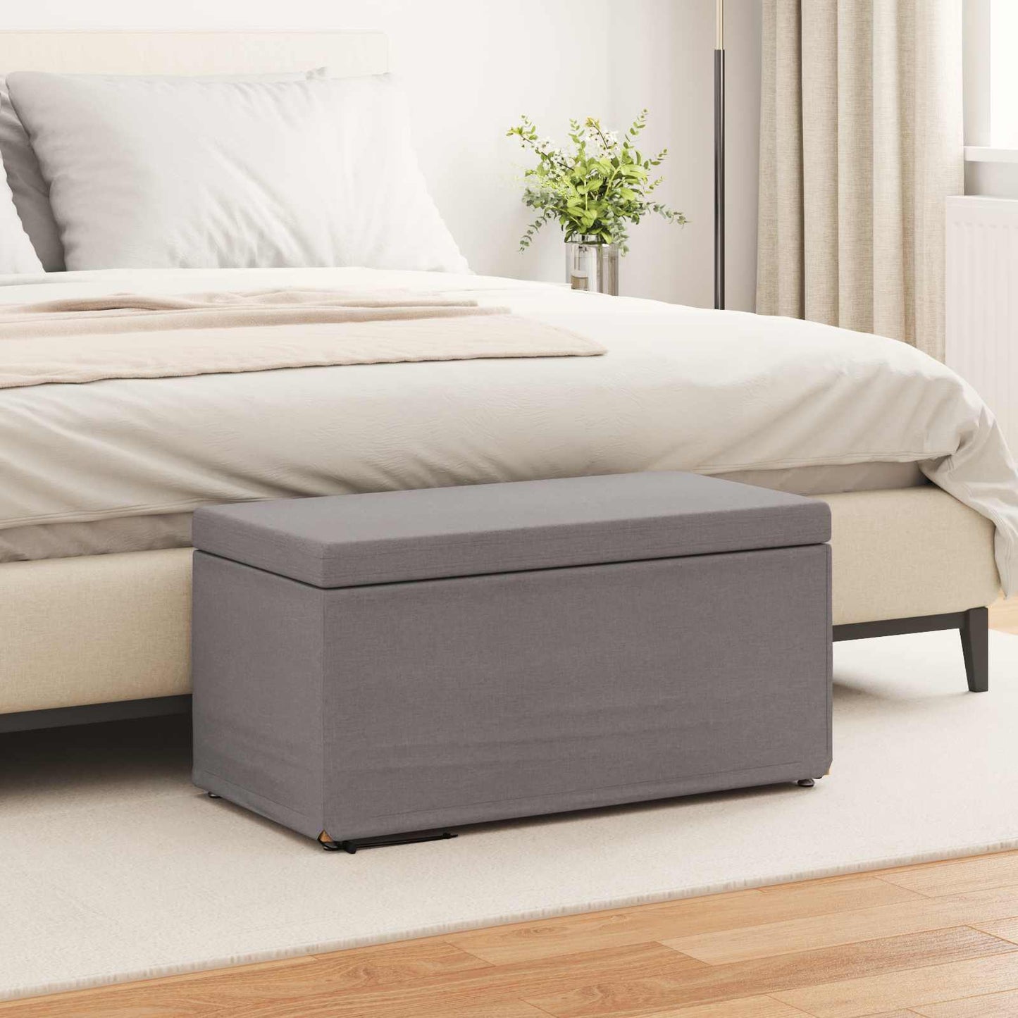 vidaXL Σκαμνί Taupe 81 x 41 x 40 cm Ύφασμα και Επεξεργασμένο Ξύλο