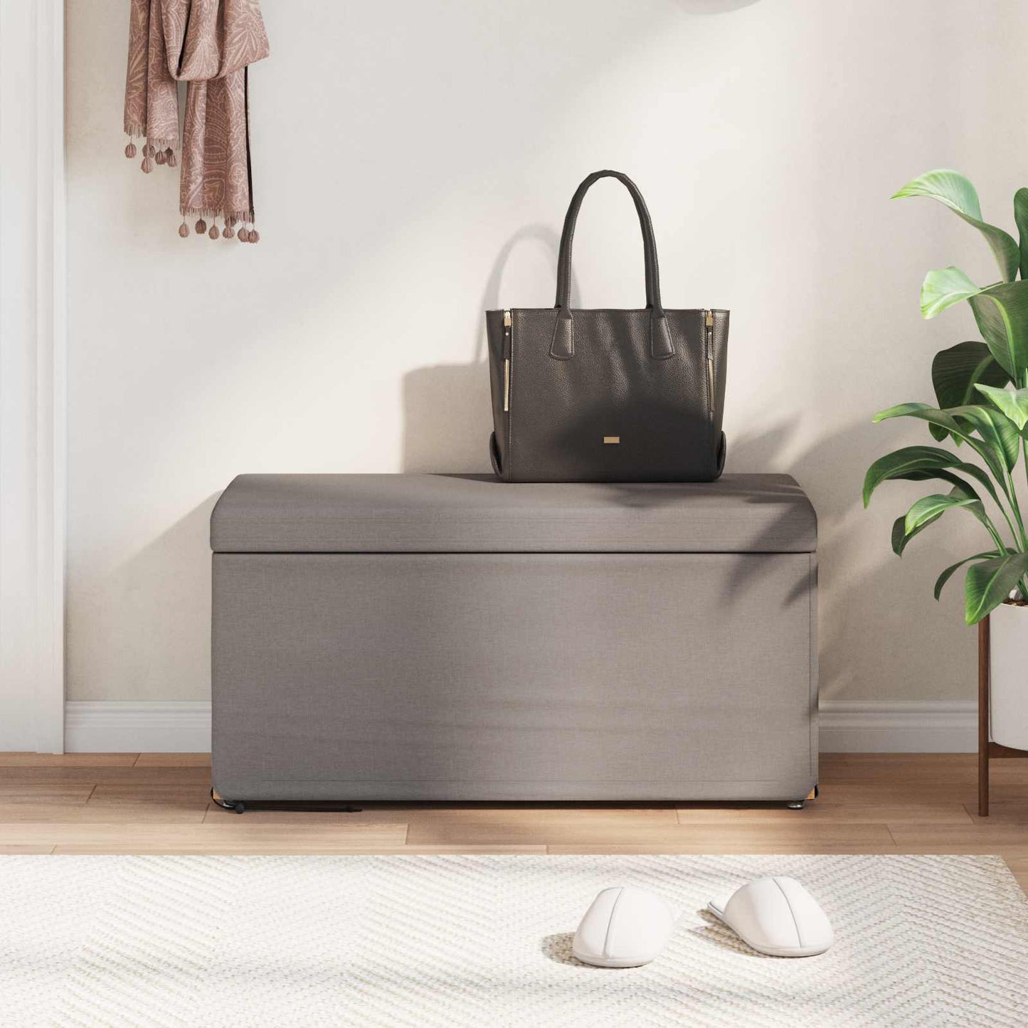 vidaXL Σκαμνί Taupe 81 x 41 x 40 cm Ύφασμα και Επεξεργασμένο Ξύλο