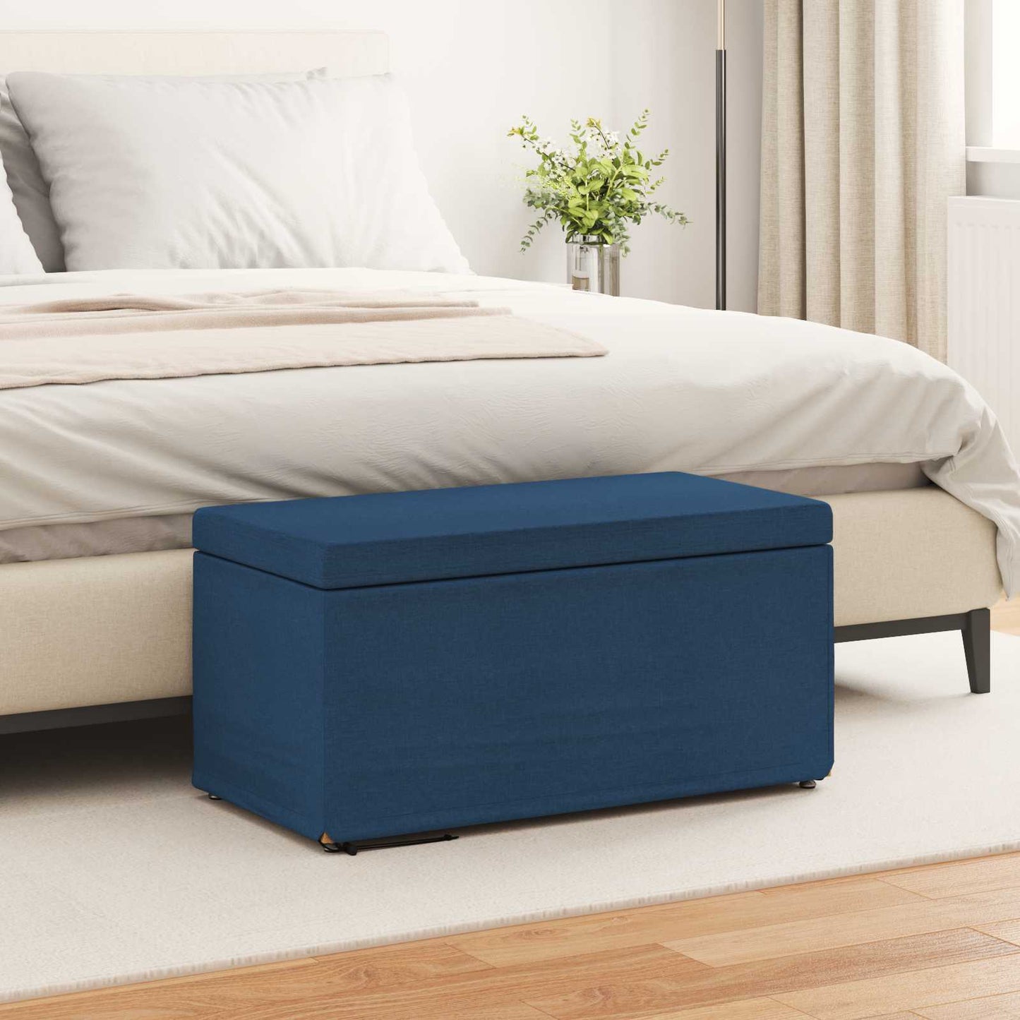 vidaXL Σκαμνί Μπλε 81 x 41 x 40 cm Ύφασμα και Επεξεργασμένο Ξύλο