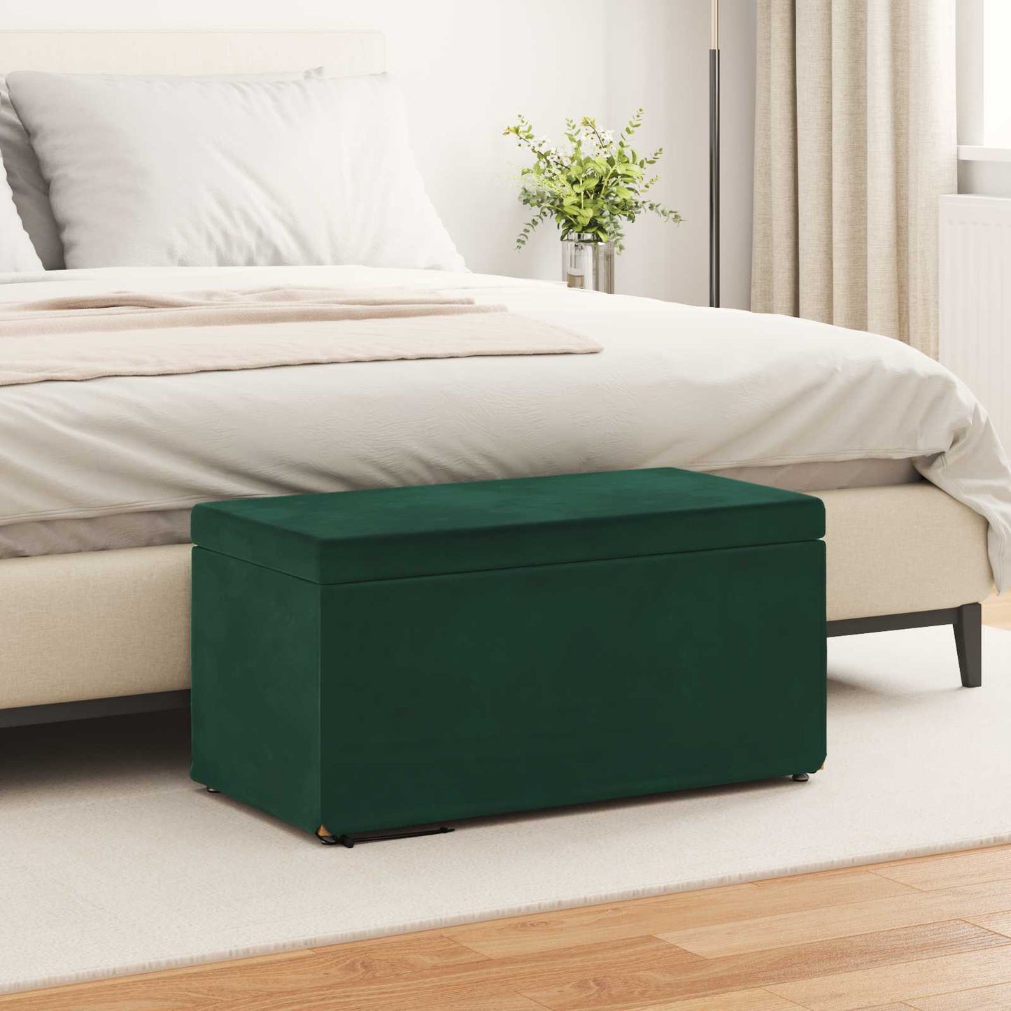 vidaXL Σκαμνί Σκούρο Πράσινο 81 x 41 x 40 cm Βελούδο και Μηχανικά Ξύλα