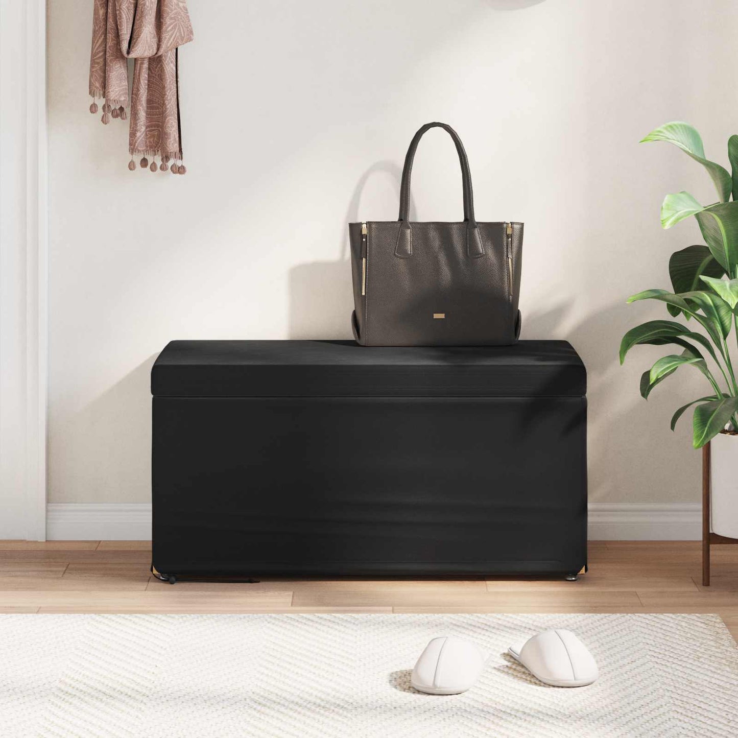 vidaXL Σκαμνί Μαύρο 81 x 41 x 40 cm Βελούδο και Μηχανικά Ξύλα