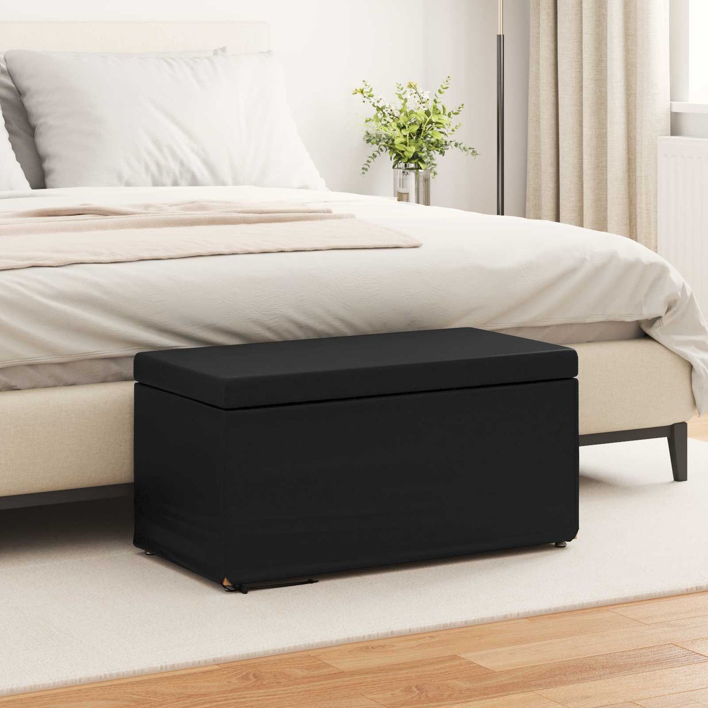 vidaXL Σκαμνί Μαύρο 81 x 41 x 40 cm Ψεύτικο Δέρμα και Μηχανικά Ξύλα