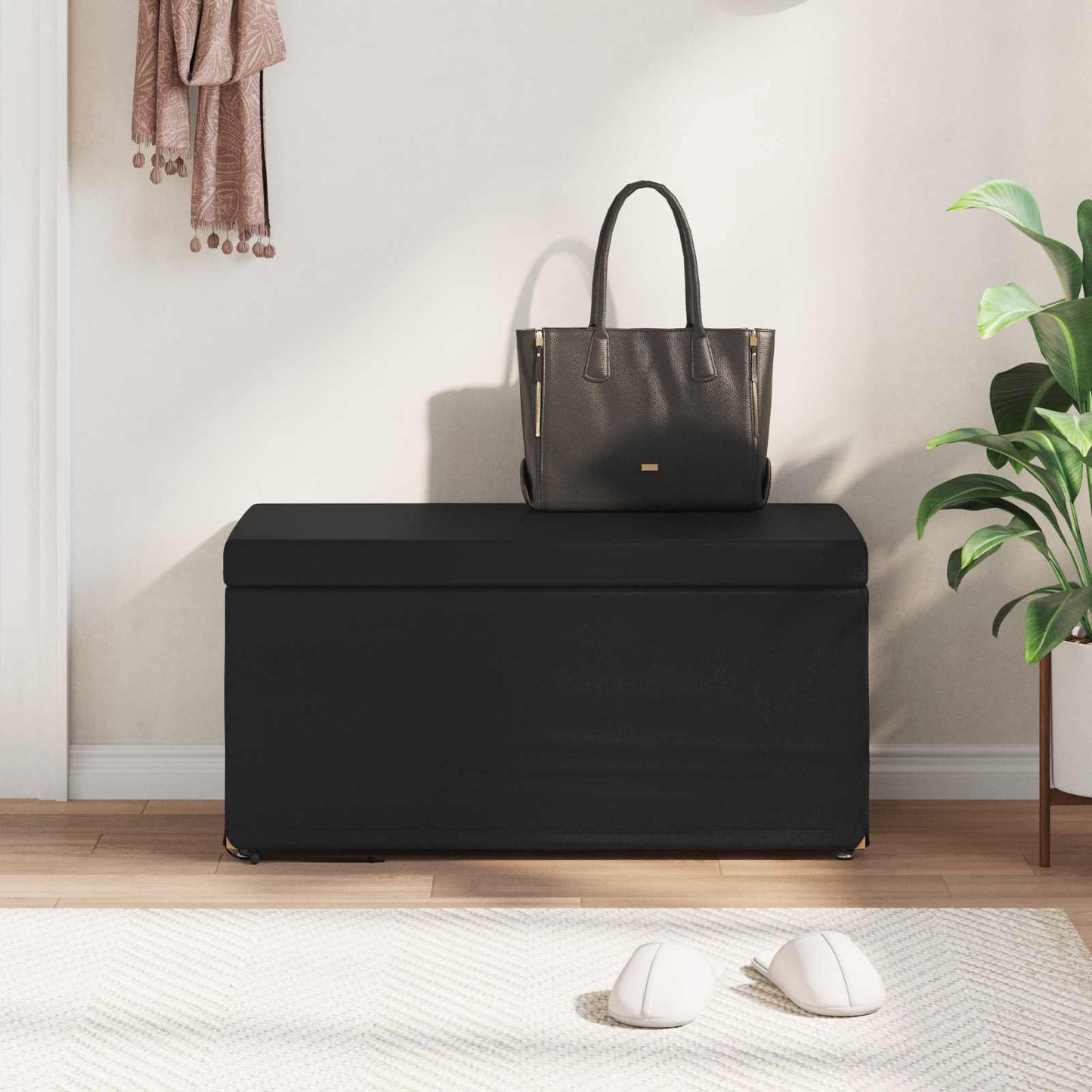 vidaXL Σκαμνί Μαύρο 81 x 41 x 40 cm Ψεύτικο Δέρμα και Μηχανικά Ξύλα
