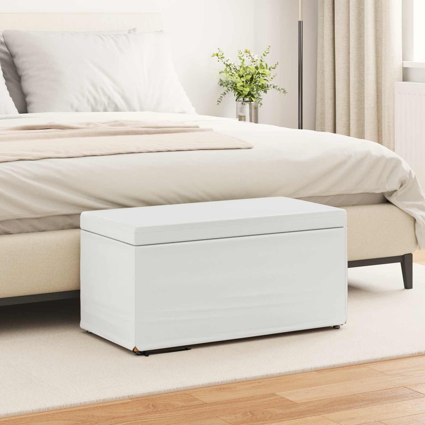 vidaXL Σκαμνί Λευκό 81 x 41 x 40 cm Ψεύτικο Δέρμα και Μηχανικά Ξύλα