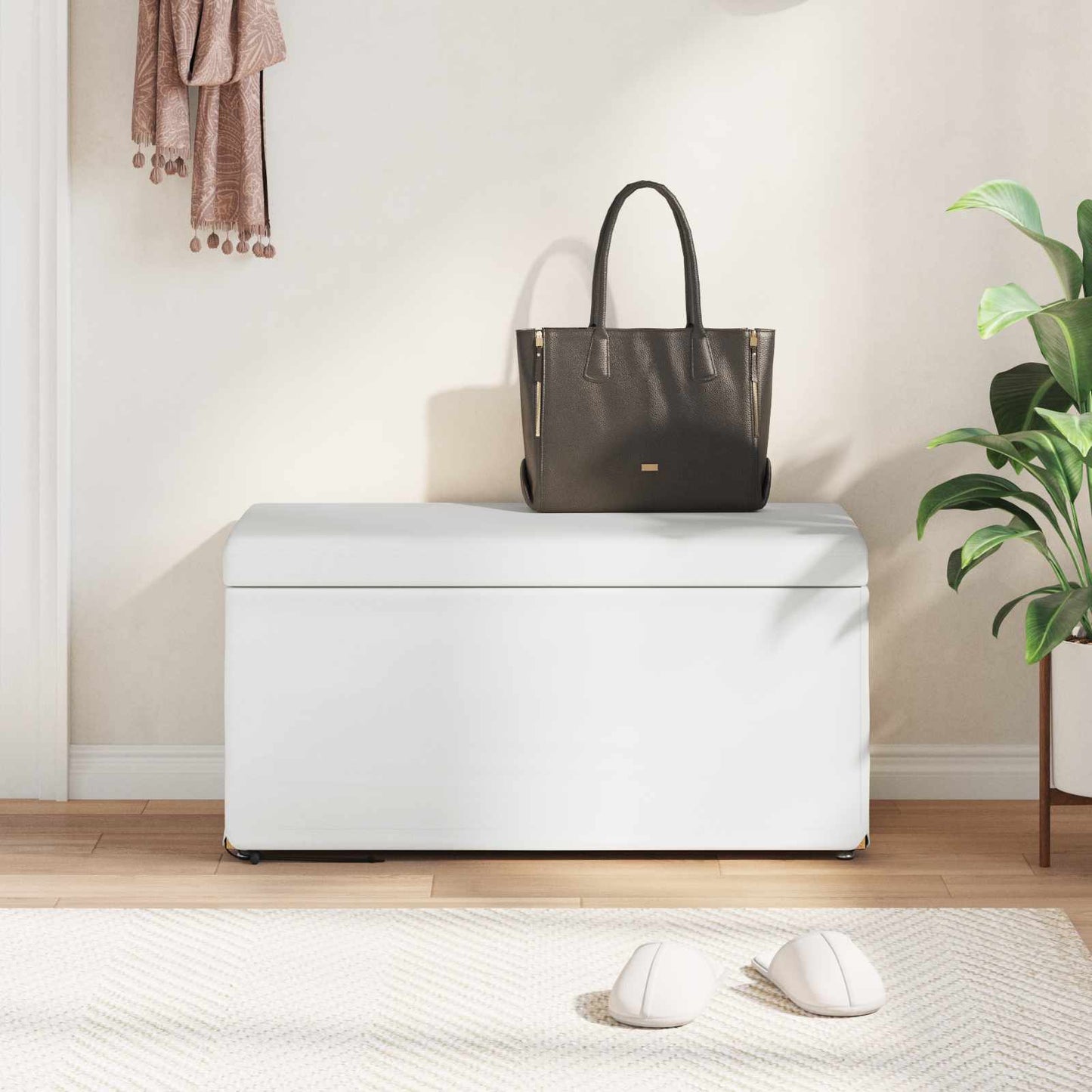 vidaXL Σκαμνί Λευκό 81 x 41 x 40 cm Ψεύτικο Δέρμα και Μηχανικά Ξύλα