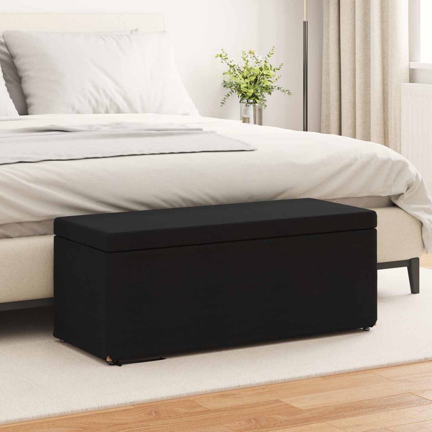 vidaXL Σκαμνί Μαύρο 101 x 41 x 40 εκ Ύφασμα και Επεξεργασμένο Ξύλο