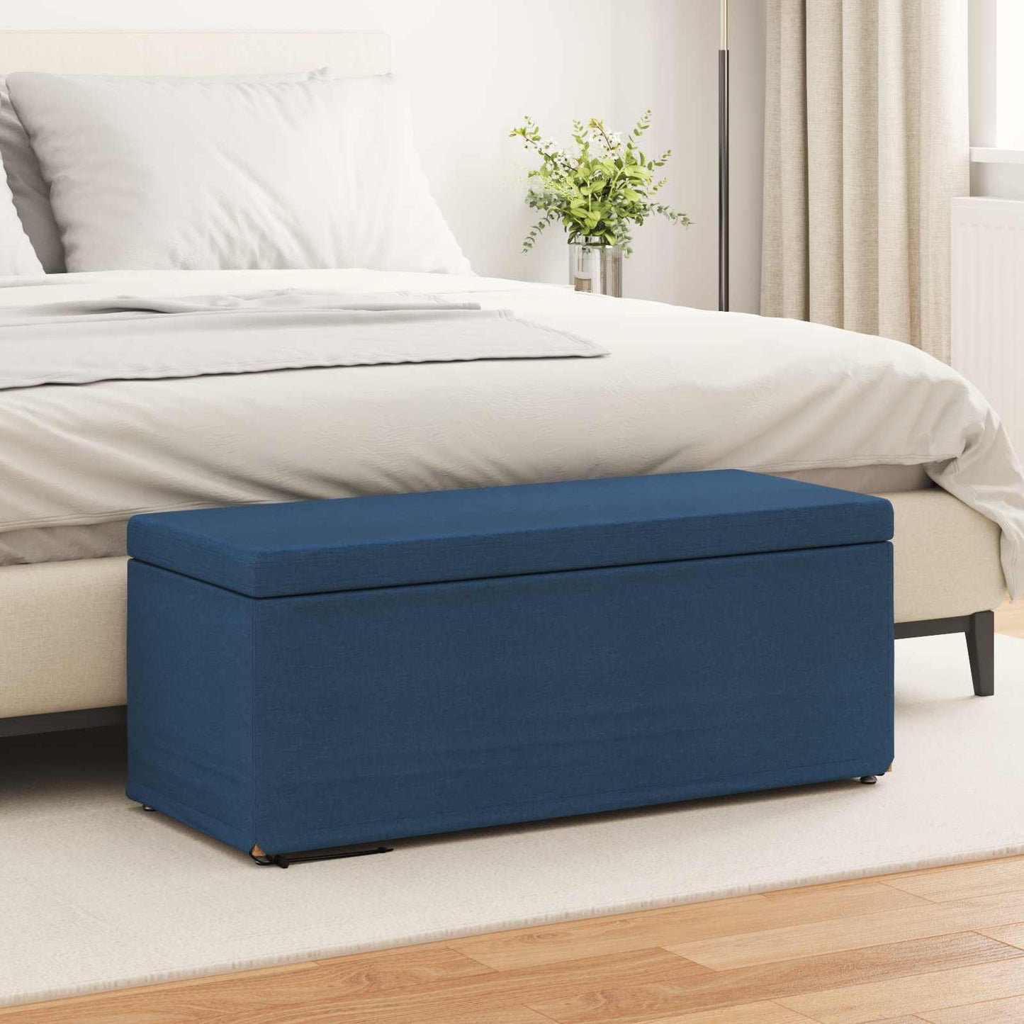 vidaXL Σκαμνί Μπλε 101 x 41 x 40 εκ Ύφασμα και Επεξεργασμένο Ξύλο