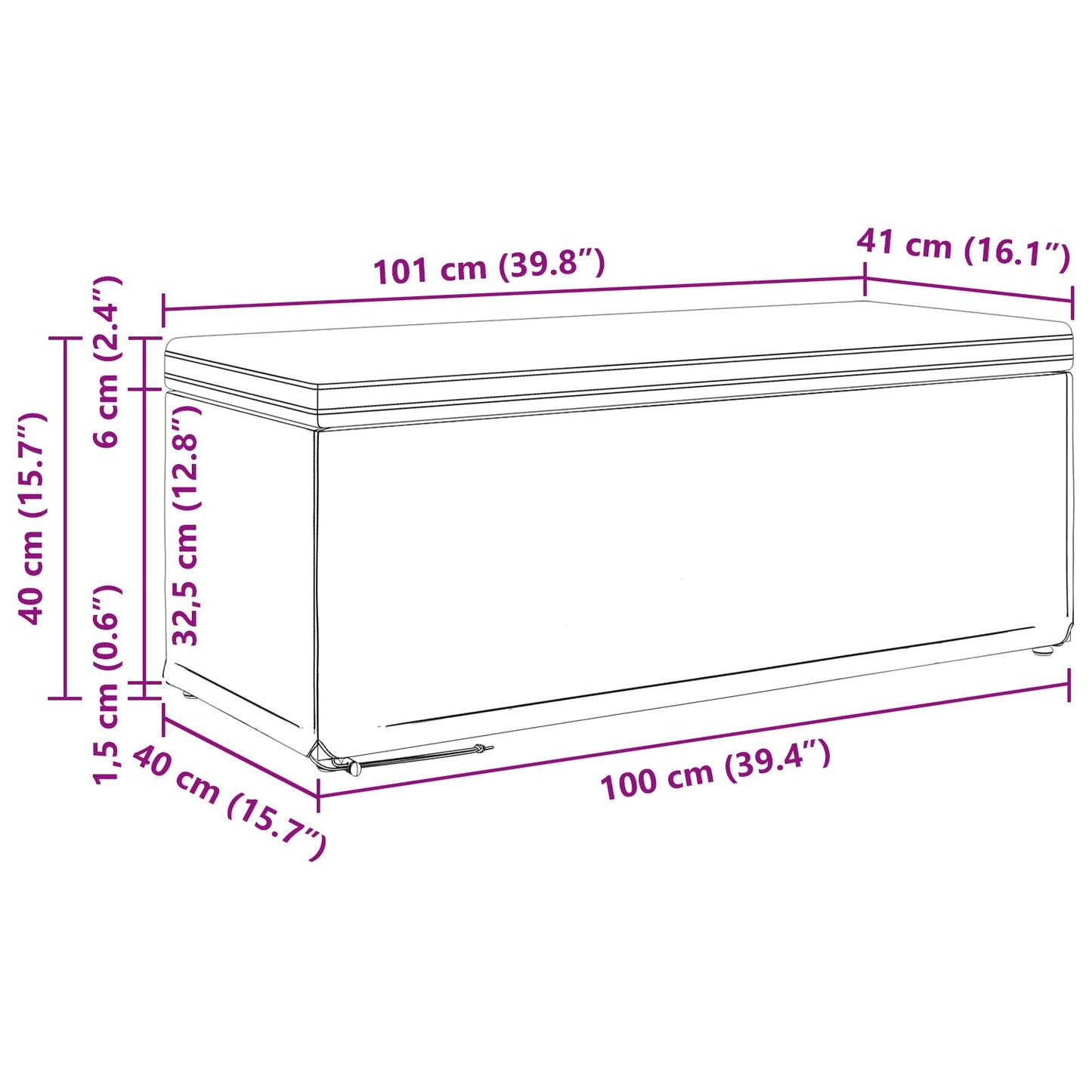 vidaXL Σκαμνί Μπλε 101 x 41 x 40 εκ Βελούδο και Μηχανικά Ξύλα
