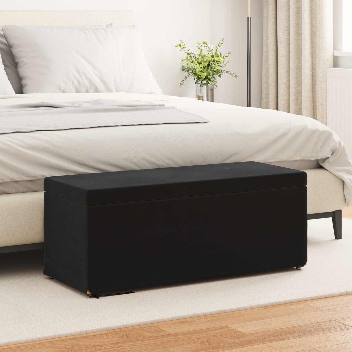 vidaXL Σκαμνί Μαύρο 101 x 41 x 40 εκ Βελούδο και Μηχανικά Ξύλα