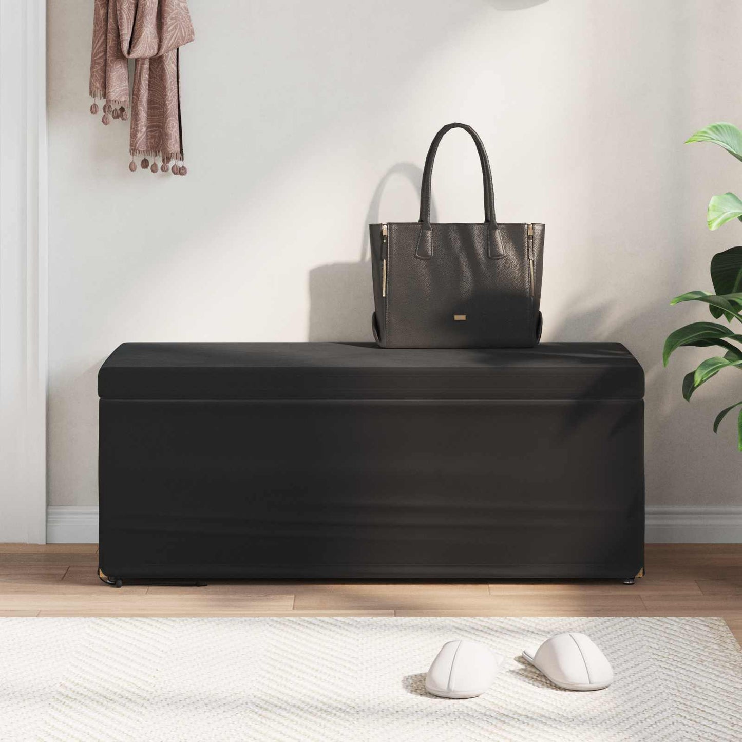 vidaXL Σκαμνί Μαύρο 101 x 41 x 40 εκ Βελούδο και Μηχανικά Ξύλα
