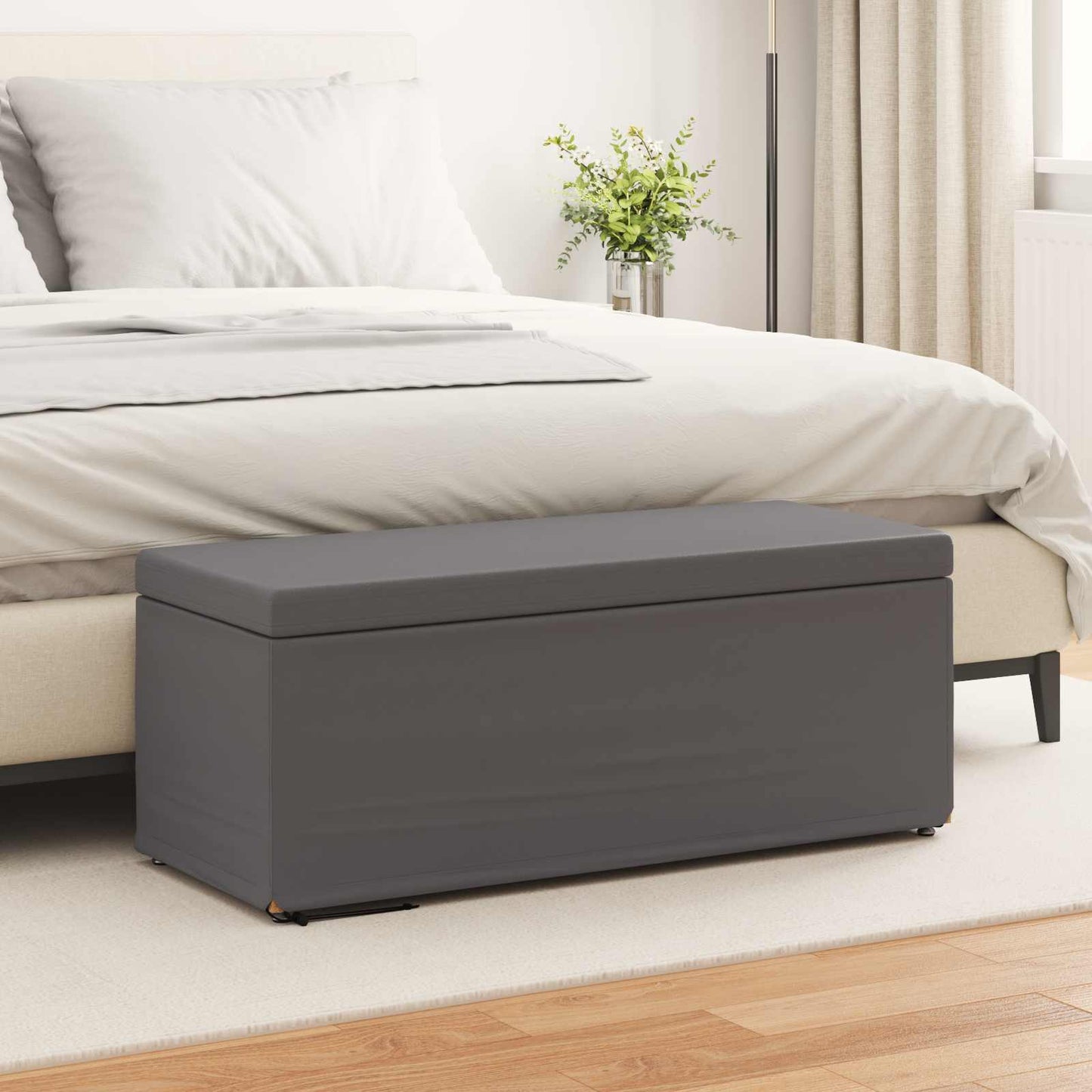 vidaXL Σκαμνί Γκρι 101 x 41 x 40 εκ Ψεύτικο Δέρμα και Μηχανικά Ξύλα