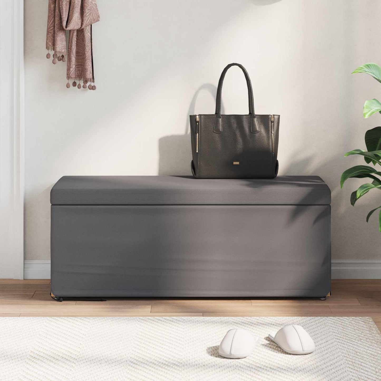 vidaXL Σκαμνί Γκρι 101 x 41 x 40 εκ Ψεύτικο Δέρμα και Μηχανικά Ξύλα
