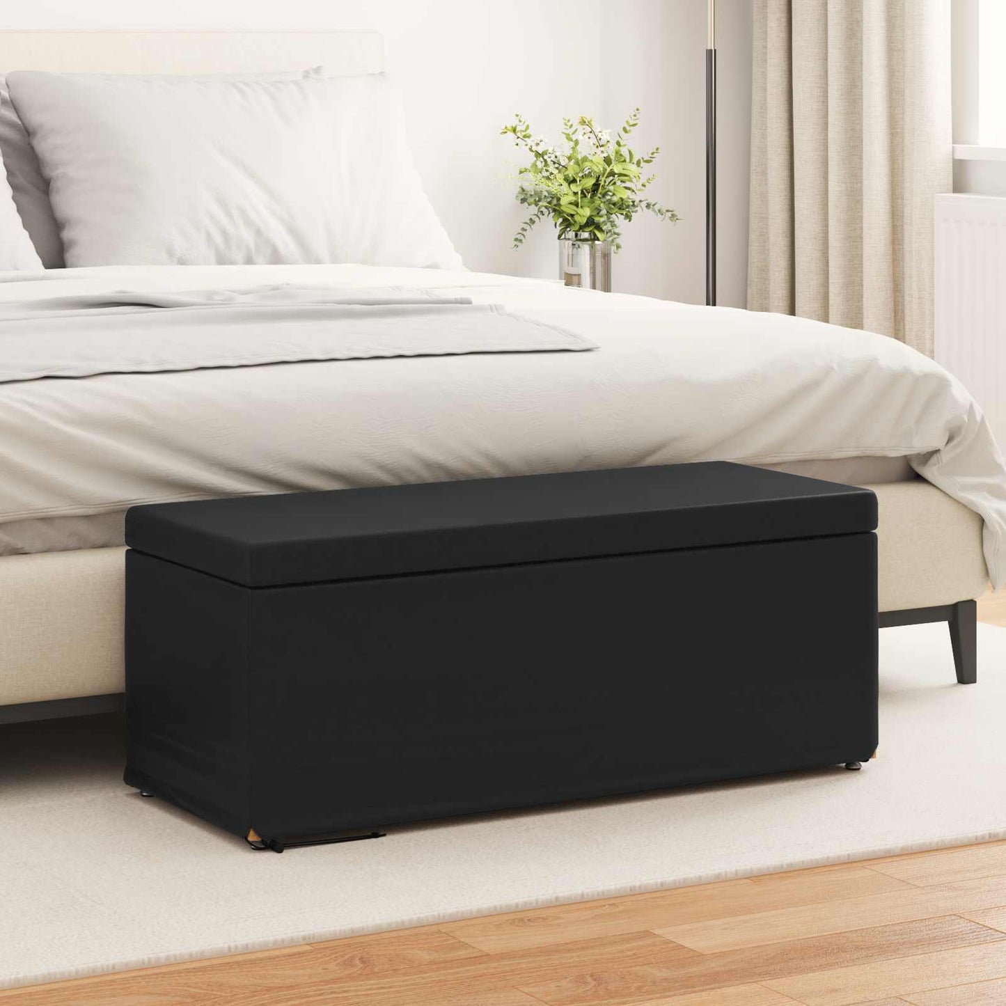 vidaXL Σκαμνί Μαύρο 101 x 41 x 40 εκ Ψεύτικο Δέρμα και Μηχανικά Ξύλα