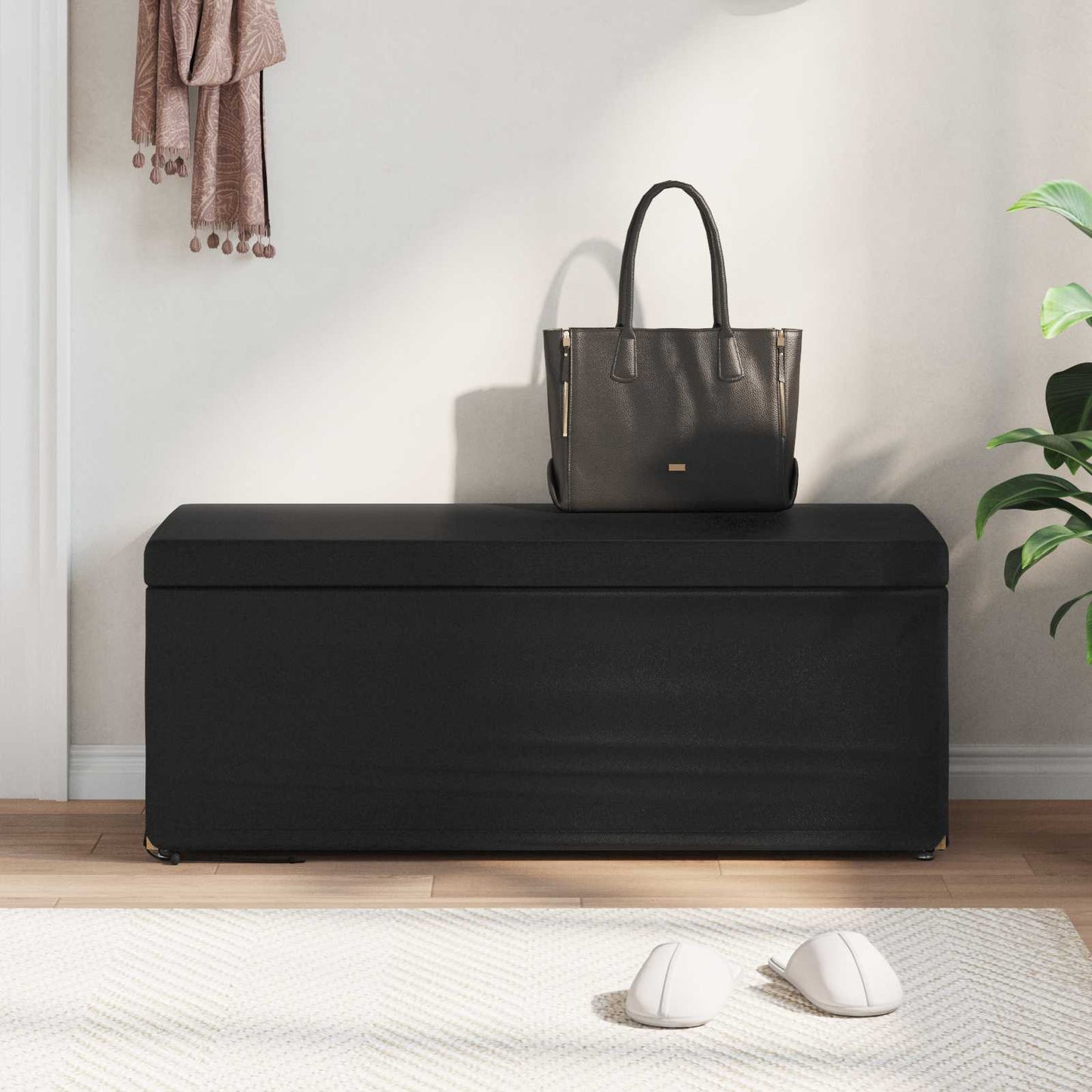 vidaXL Σκαμνί Μαύρο 101 x 41 x 40 εκ Ψεύτικο Δέρμα και Μηχανικά Ξύλα