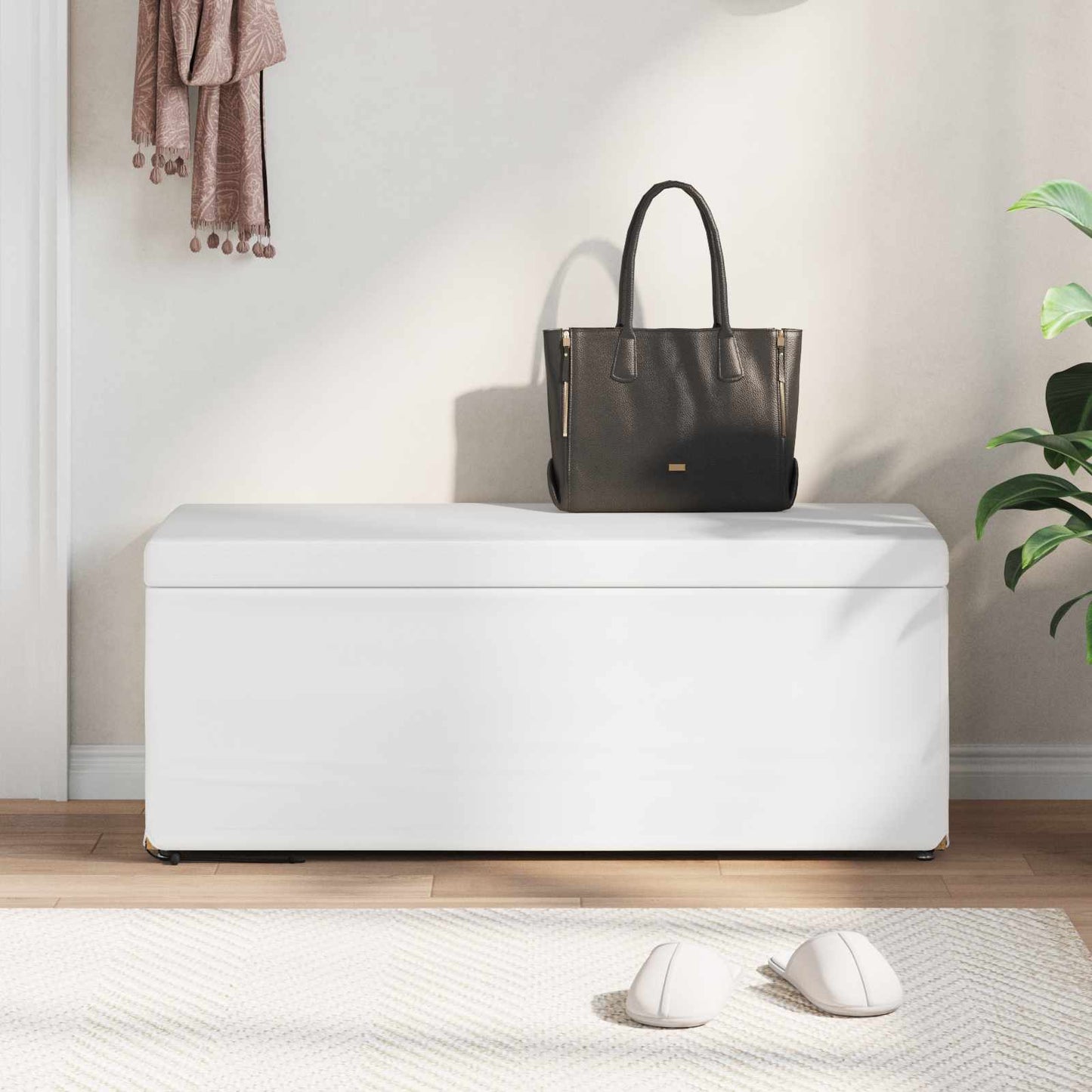 vidaXL Σκαμνί Λευκό 101 x 41 x 40 εκ Ψεύτικο Δέρμα και Μηχανικά Ξύλα
