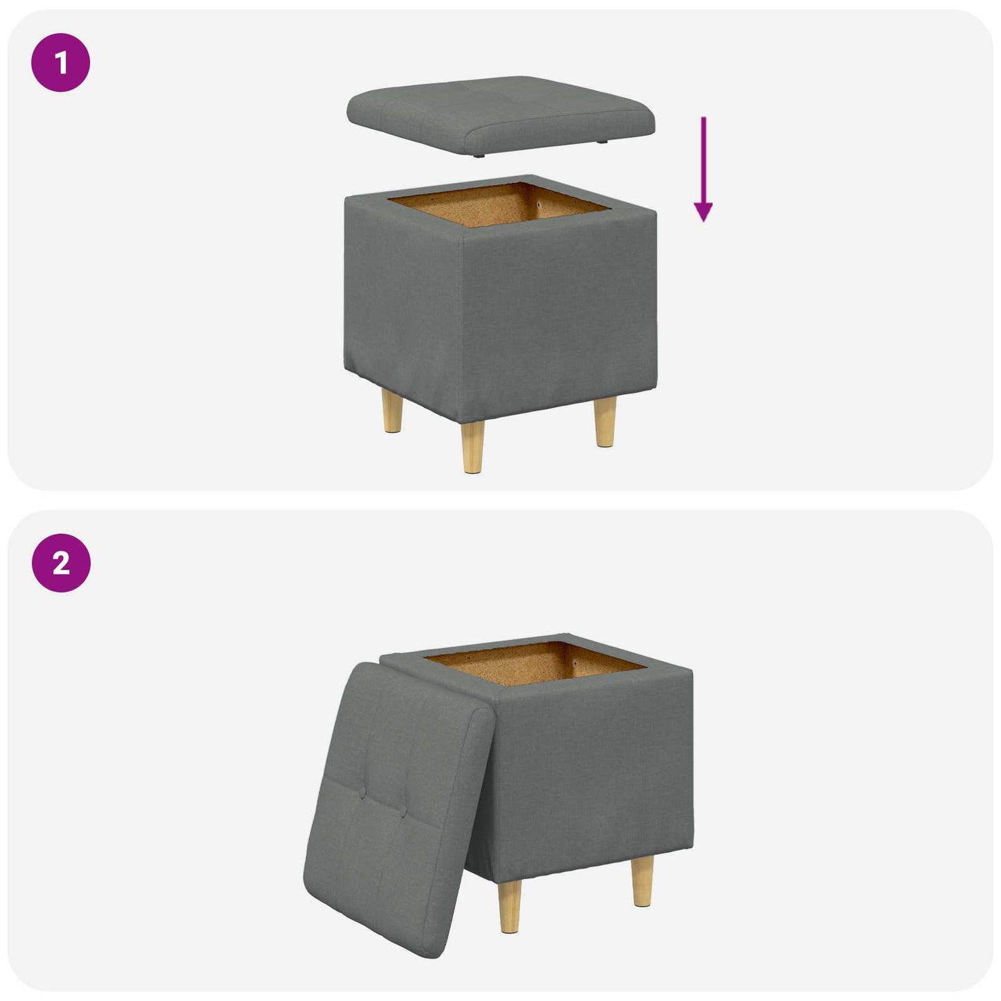 vidaXL Οθωμανικό αποθήκευσης Σκούρο Γκρι 40 x 40 x 45 cm ύφασμα