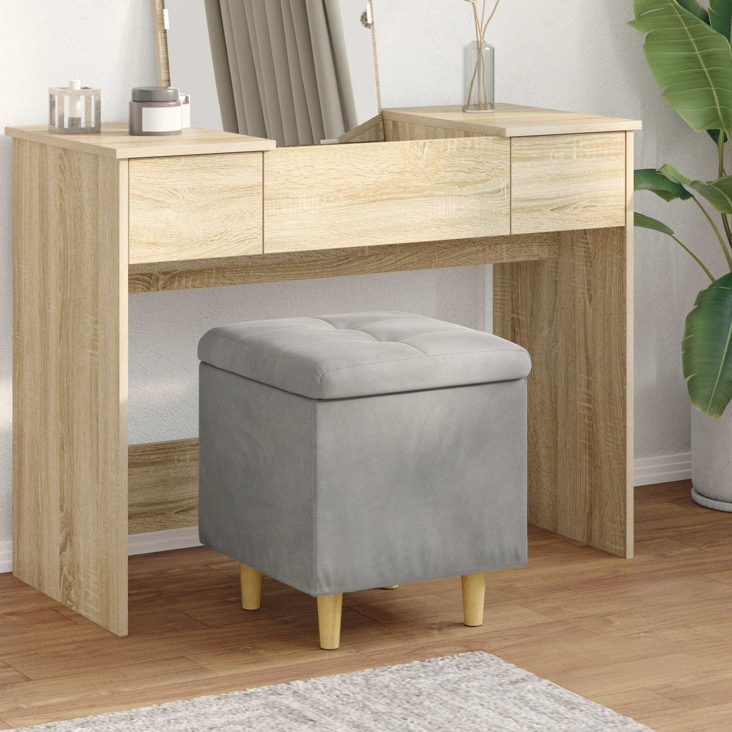 vidaXL Οθωμανικό αποθήκευσης Ανοιχτό γκρι 40 x 40 x 45 cm Βελούδο