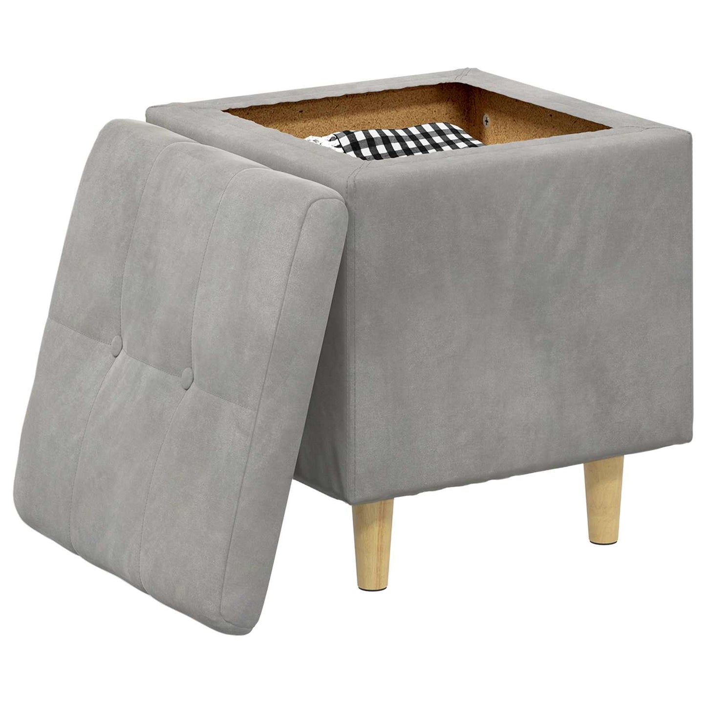 vidaXL Οθωμανικό αποθήκευσης Ανοιχτό γκρι 40 x 40 x 45 cm Βελούδο