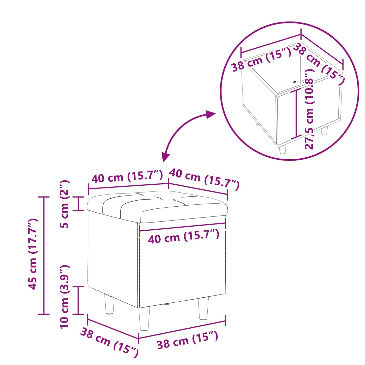 vidaXL Οθωμανικό αποθήκευσης Ανοιχτό γκρι 40 x 40 x 45 cm Βελούδο