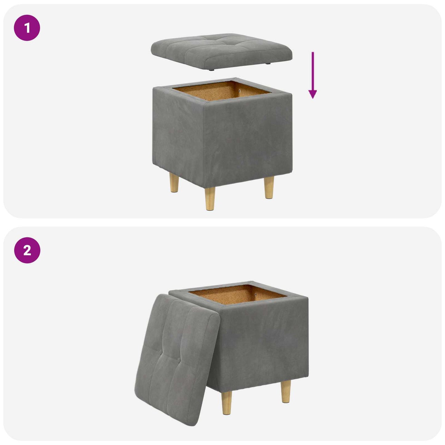 vidaXL Οθωμανικό αποθήκευσης Σκούρο Γκρι 40 x 40 x 45 cm Βελούδο