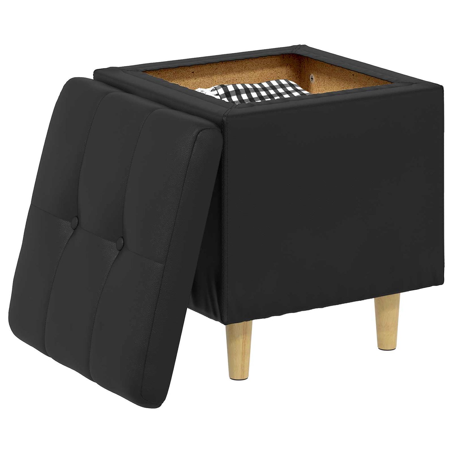 vidaXL Οθωμανικό αποθήκευσης Μαύρο 40 x 40 x 45 cm Τεχνητό δέρμα