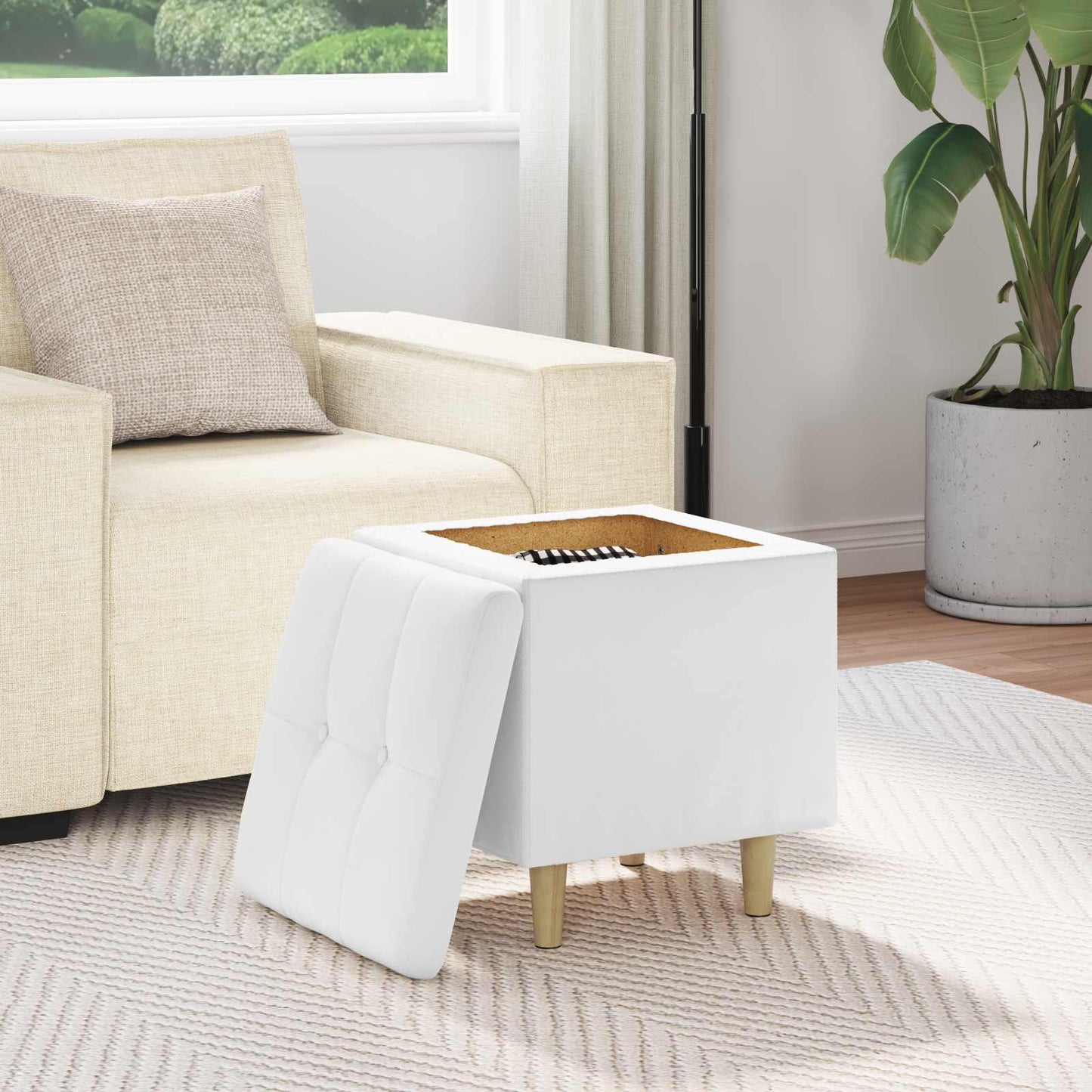 vidaXL Οθωμανικό αποθήκευσης Λευκός 40 x 40 x 45 cm Τεχνητό δέρμα