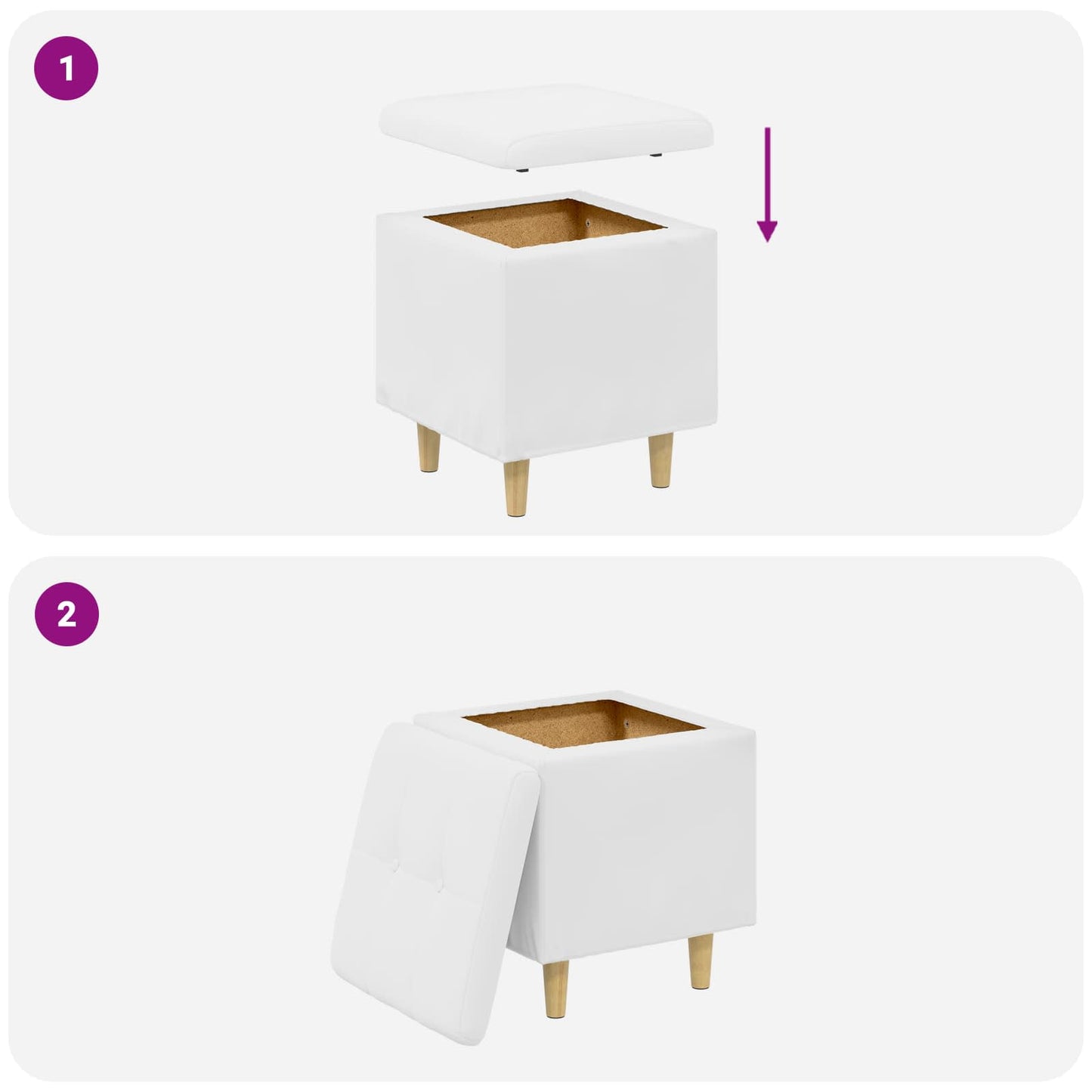 vidaXL Οθωμανικό αποθήκευσης Λευκός 40 x 40 x 45 cm Τεχνητό δέρμα