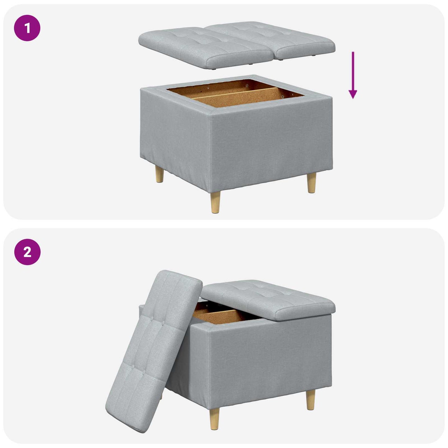 vidaXL Οθωμανικό αποθήκευσης Ανοιχτό γκρι 60 x 60 x 45 cm ύφασμα