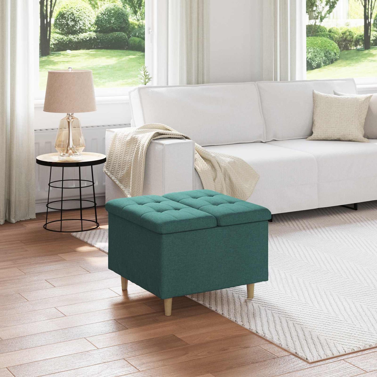 vidaXL Οθωμανικό αποθήκευσης Σκούρο Πράσινο 60 x 60 x 45 cm ύφασμα