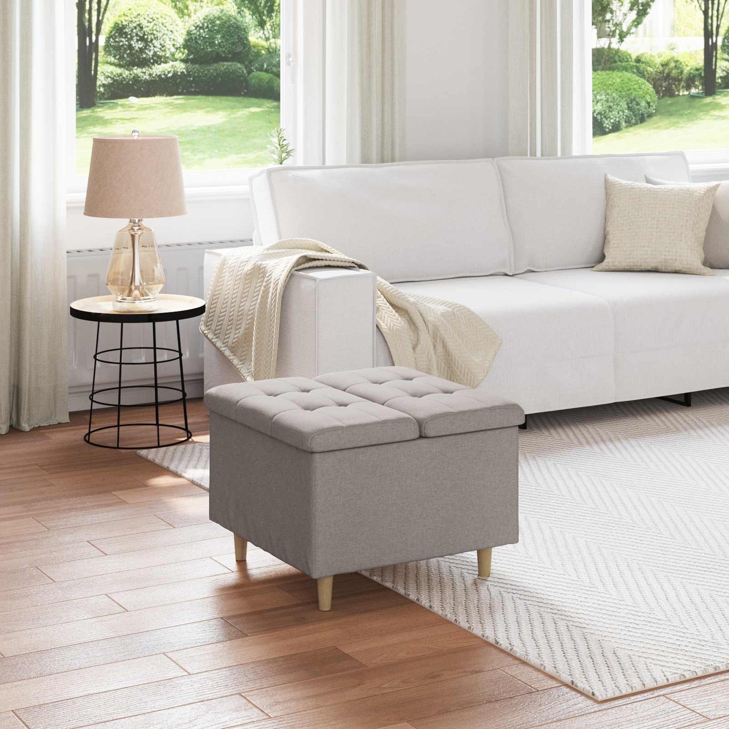 vidaXL Οθωμανικό αποθήκευσης με μαξιλάρι Taupe 60 x 60 x 45 cm ύφασμα