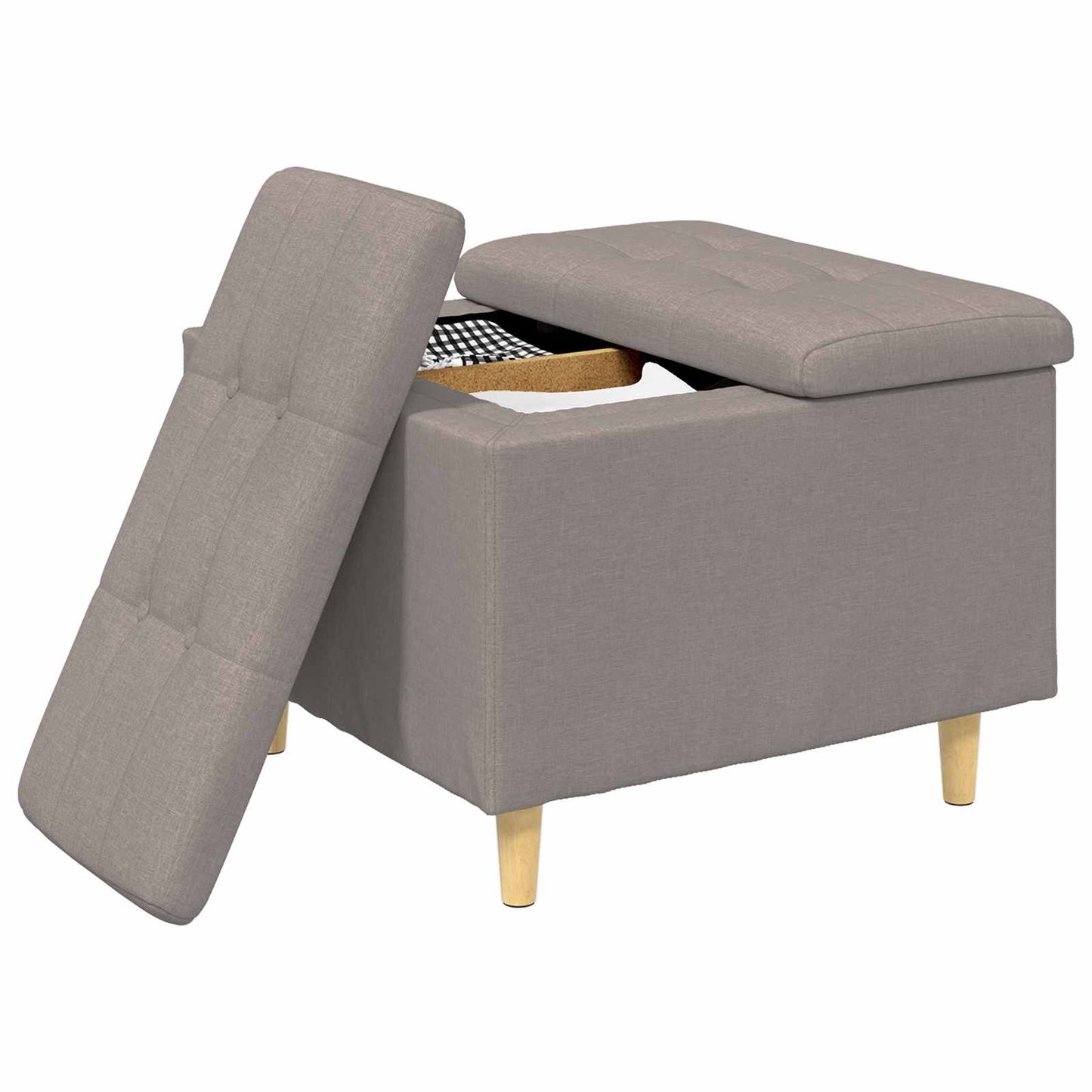vidaXL Οθωμανικό αποθήκευσης με μαξιλάρι Taupe 60 x 60 x 45 cm ύφασμα