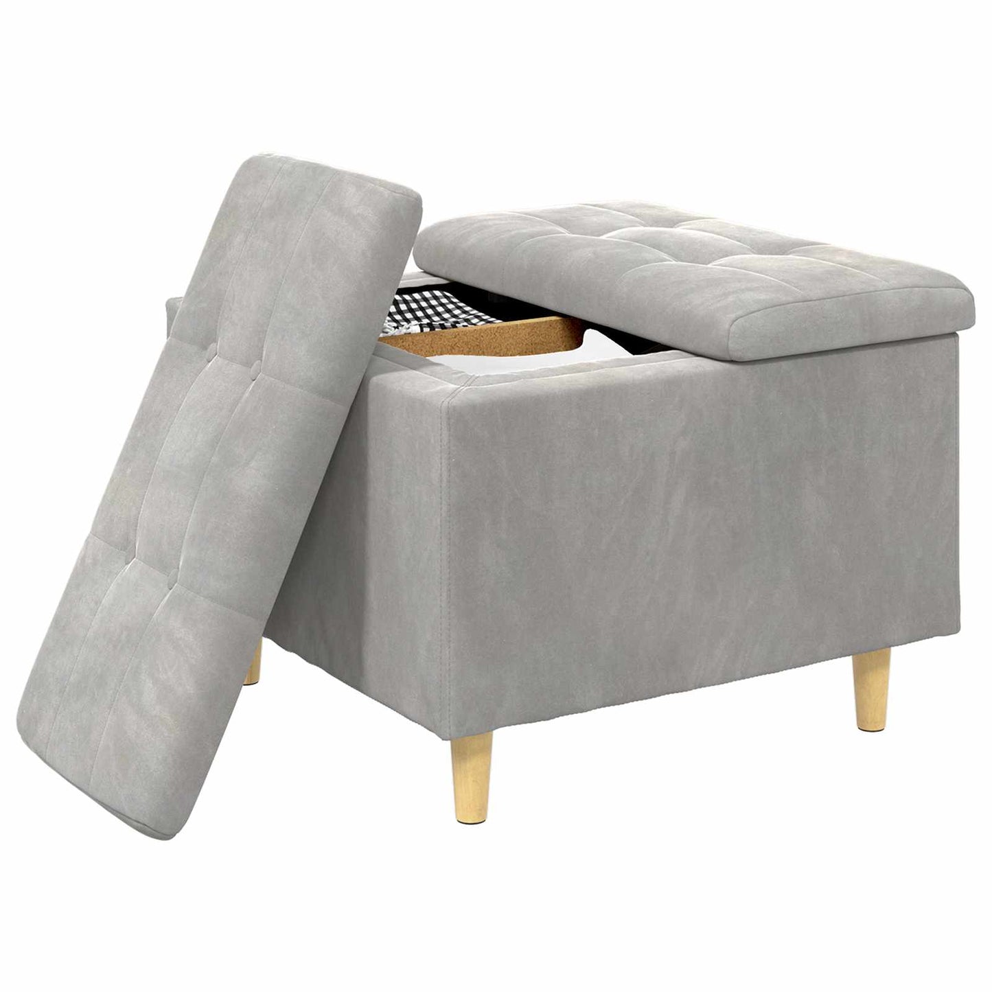 vidaXL Οθωμανικό αποθήκευσης Ανοιχτό γκρι 60 x 60 x 45 cm Βελούδο