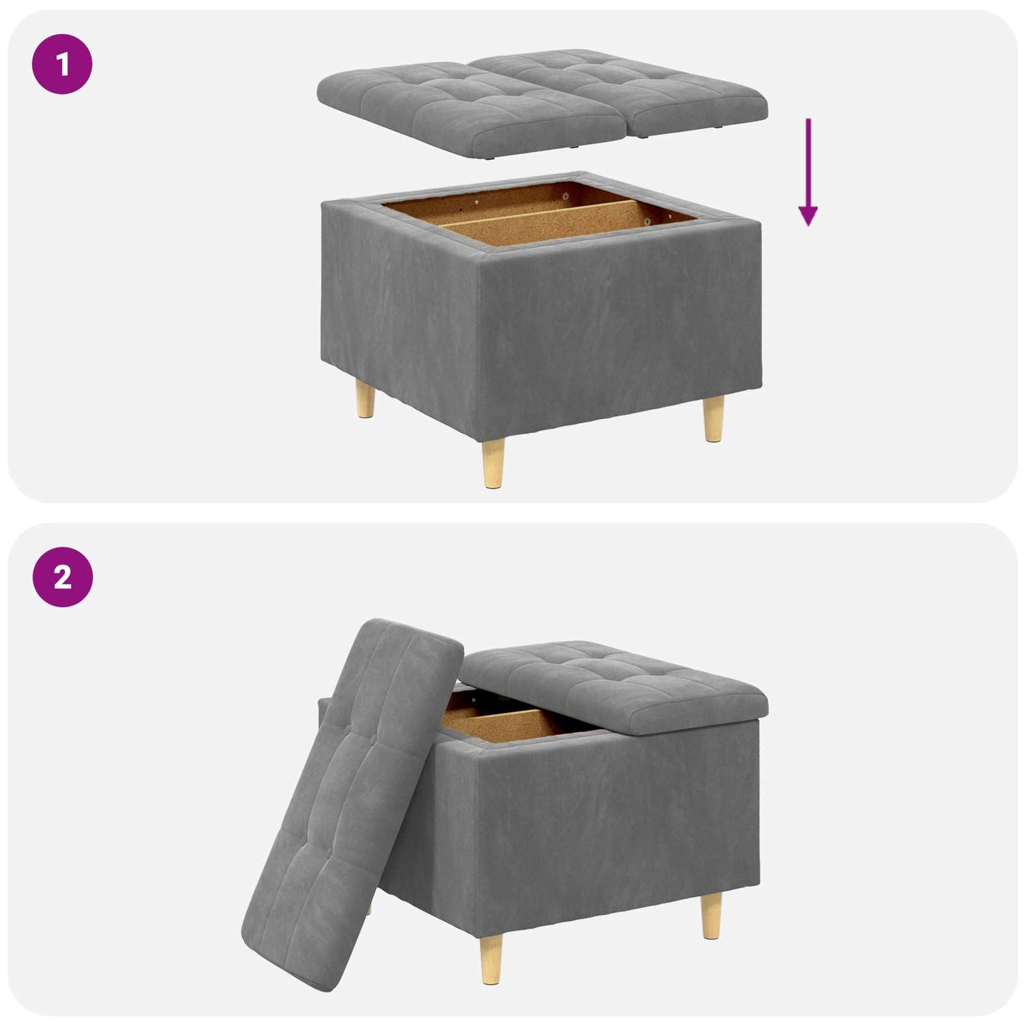 vidaXL Οθωμανικό αποθήκευσης Σκούρο Γκρι 60 x 60 x 45 cm Βελούδο