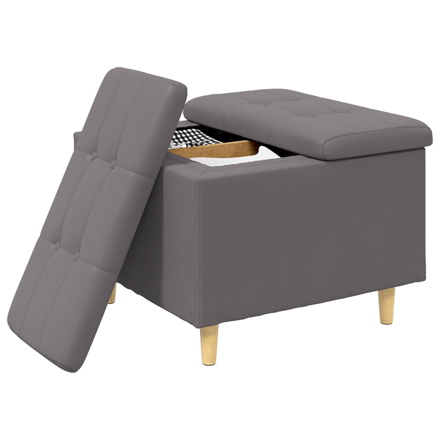 vidaXL Οθωμανικό αποθήκευσης Γκρι 60 x 60 x 45 cm Τεχνητό δέρμα