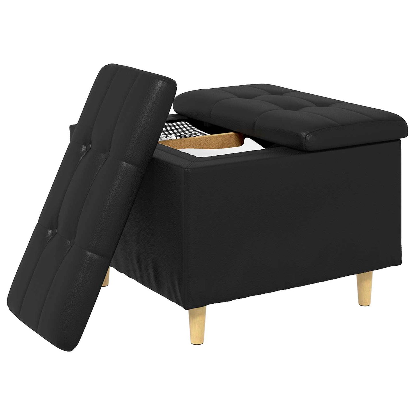 vidaXL Οθωμανικό αποθήκευσης Μαύρο 60 x 60 x 45 cm Τεχνητό δέρμα