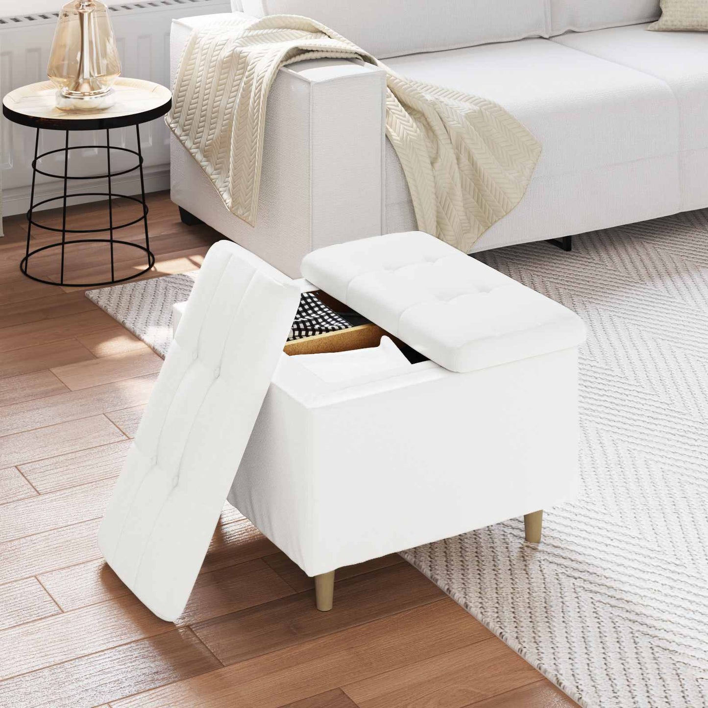 vidaXL Οθωμανικό αποθήκευσης Λευκός 60 x 60 x 45 cm Τεχνητό δέρμα