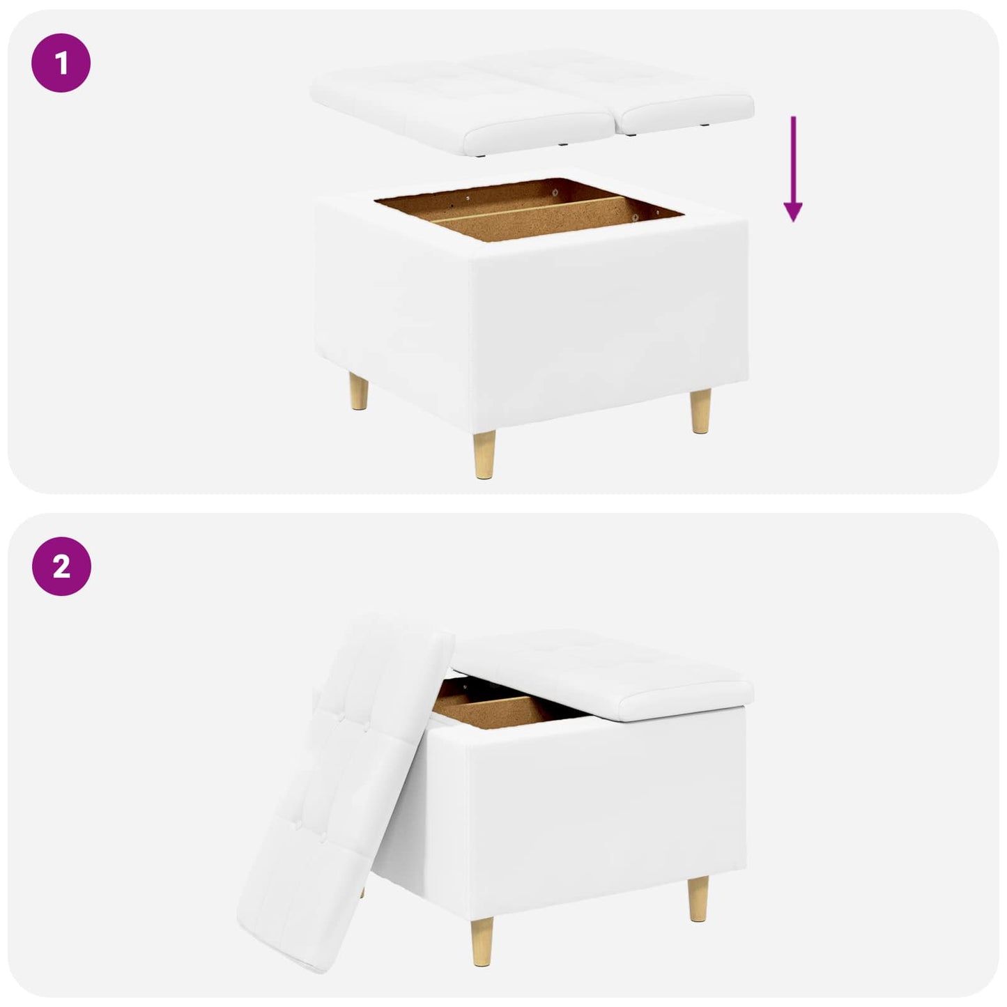 vidaXL Οθωμανικό αποθήκευσης Λευκός 60 x 60 x 45 cm Τεχνητό δέρμα