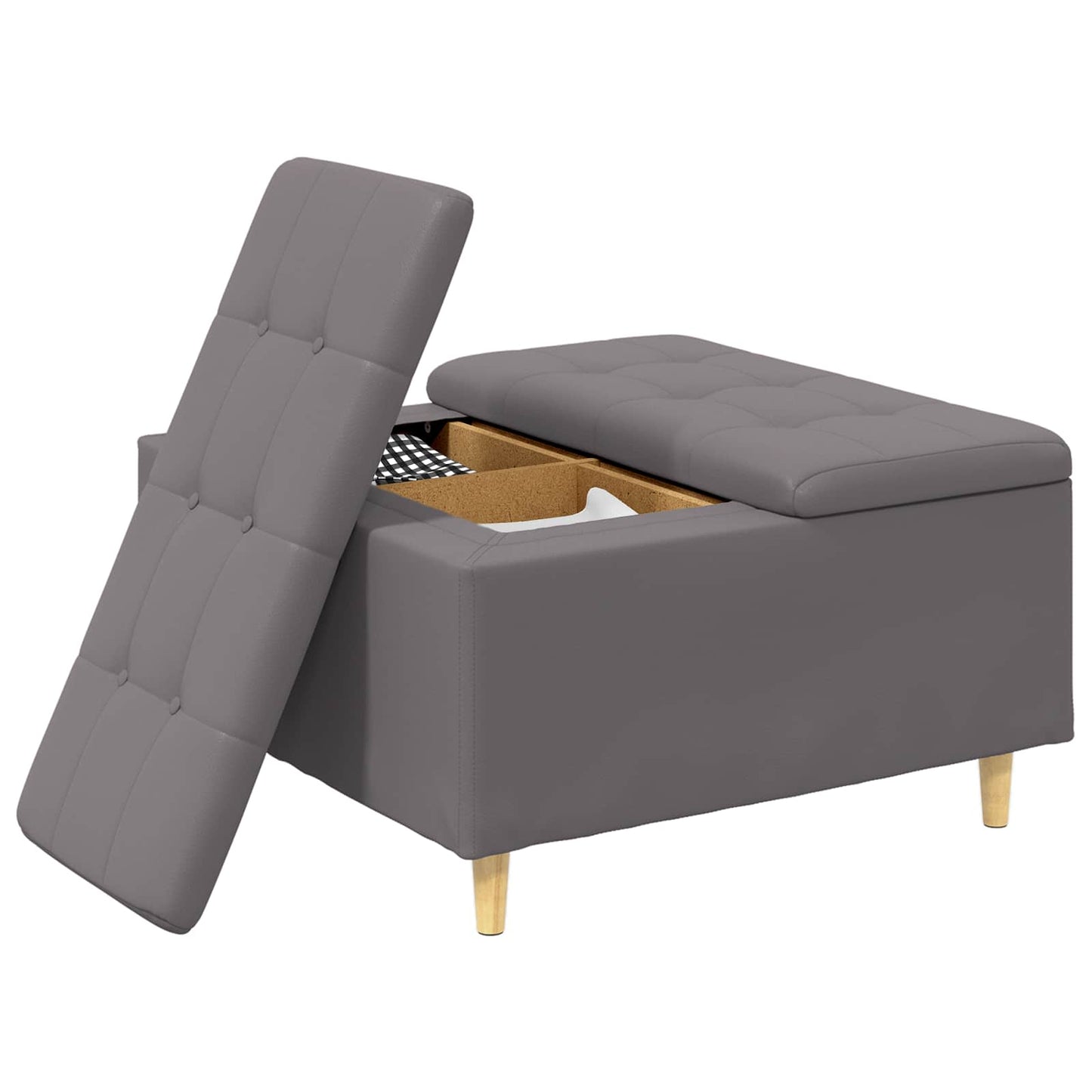 vidaXL Οθωμανικό αποθήκευσης Γκρι 80 x 80 x 45 cm Τεχνητό δέρμα