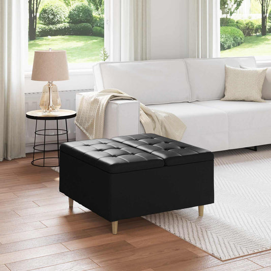 vidaXL Οθωμανικό αποθήκευσης Μαύρο 80 x 80 x 45 cm Τεχνητό δέρμα