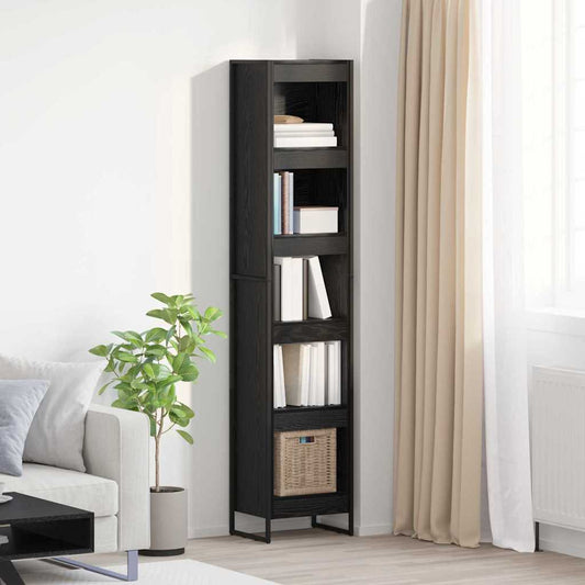 vidaXL Βιβλιοθήκη Μαύρη Οξυά 80 x 30 x 155 εκ Επεξεργασμένο ξύλο