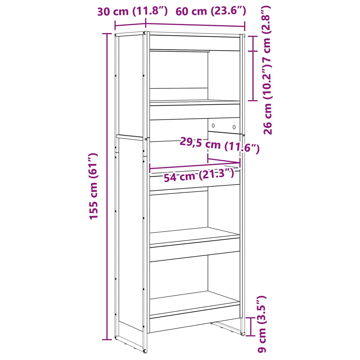 vidaXL Βιβλιοθήκη Σονόμα 80 x 30 x 155 εκ Επεξεργασμένο ξύλο